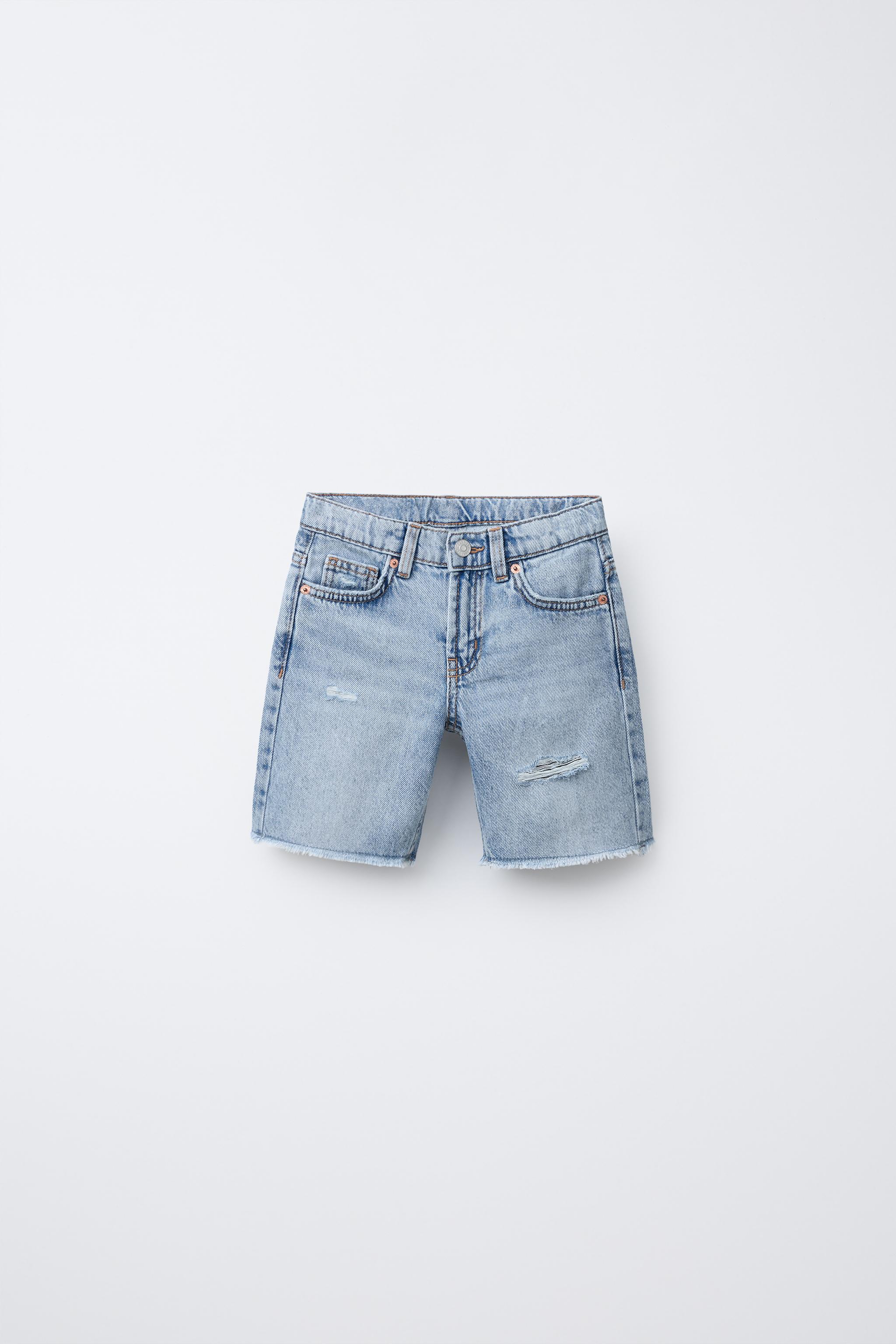 ZARA X BODY GLOVE ® RIPPED STRAIGHT DENIM SHORTS