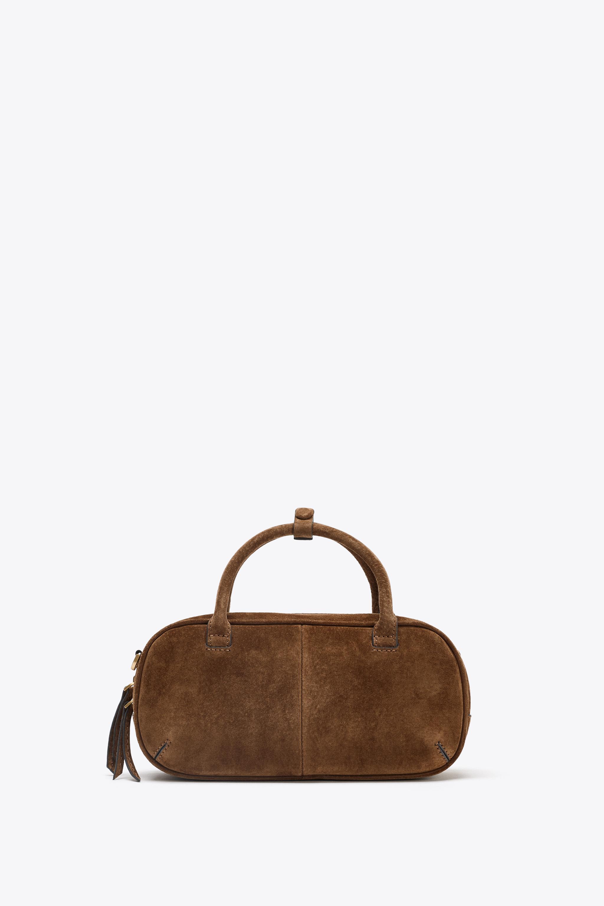 DOUBLE HANDLE MINI SUEDE BAG