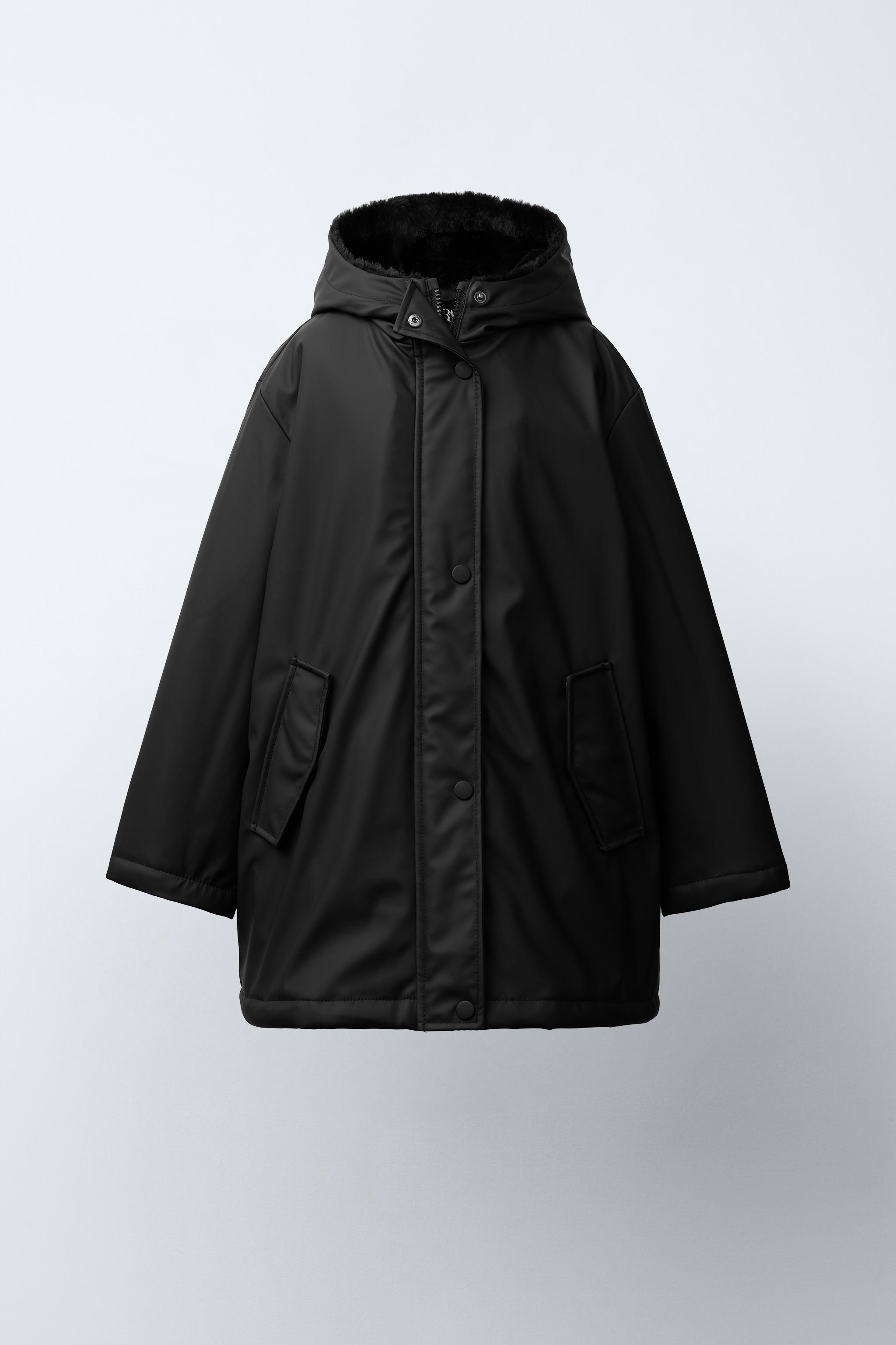 WATER REPELLENT FAUX FUR LINED RUBBERIZED JACKET