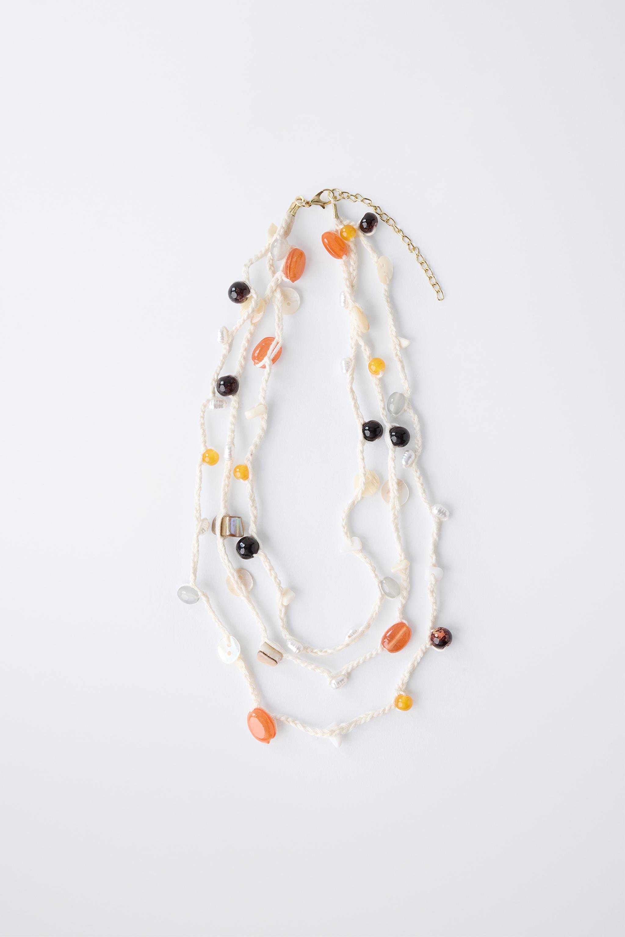 BEADED AND SHELL ROPE NECKLACE