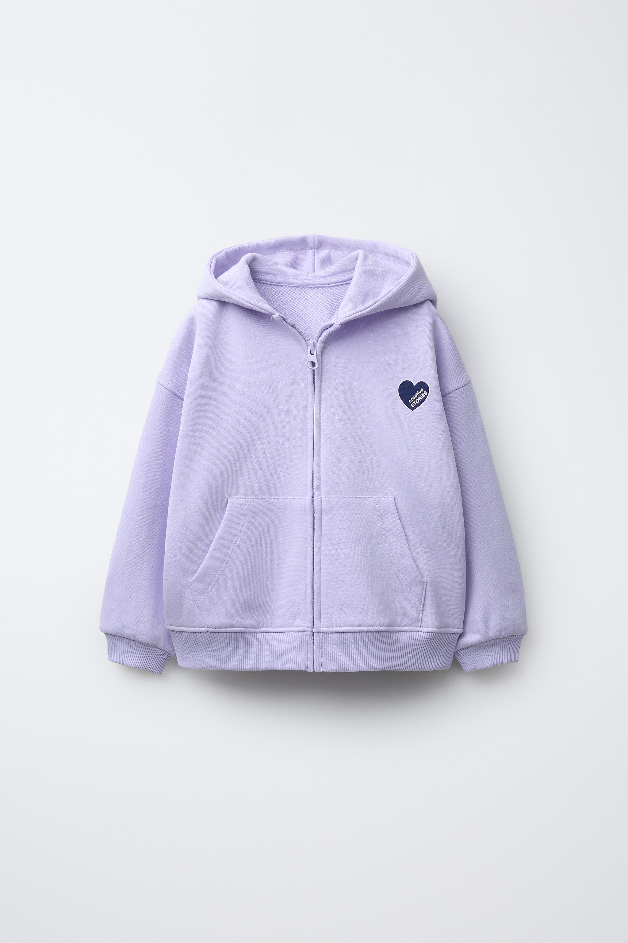 HEART PRINT ZIP-UP SWEATSHIRT