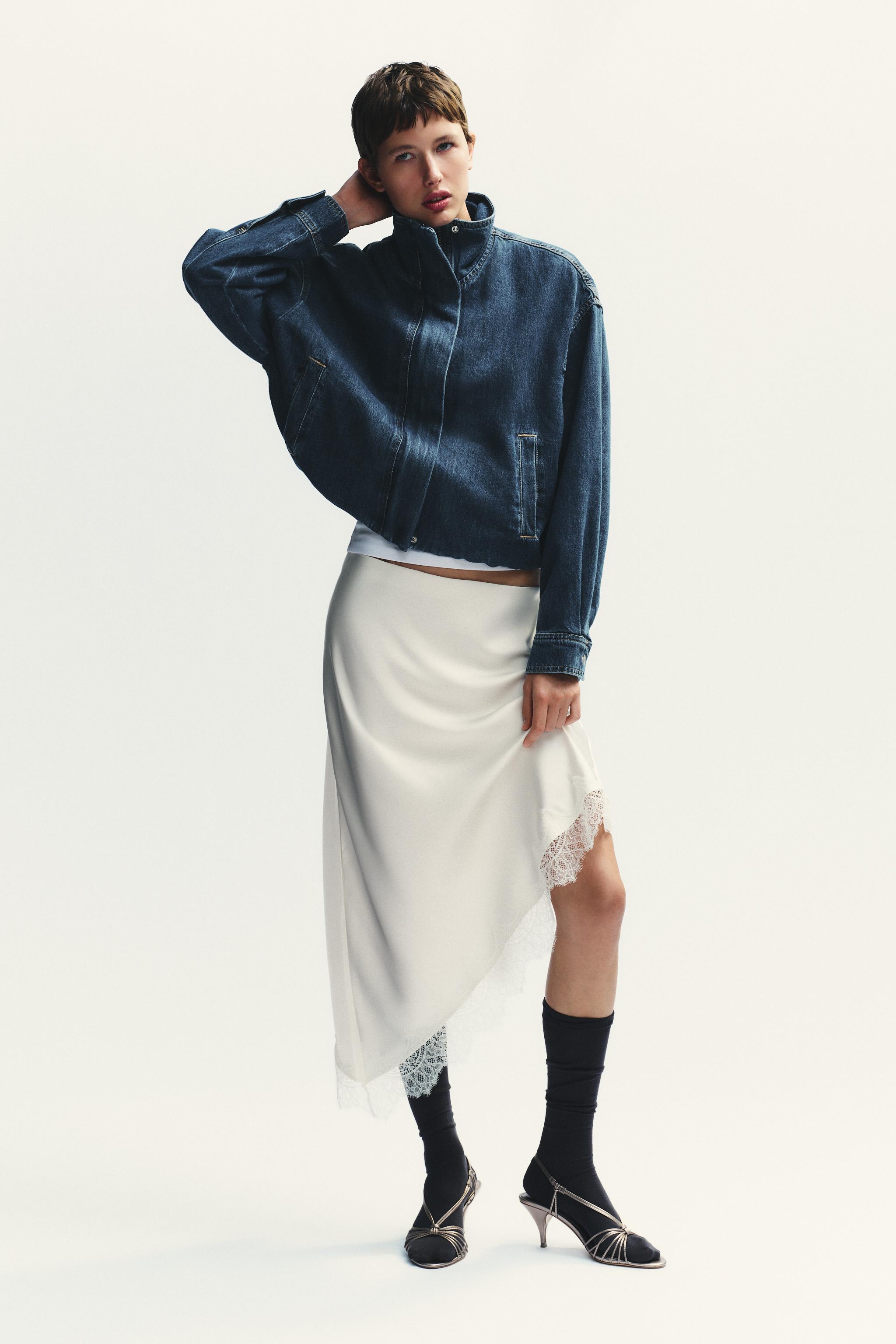LACE SATIN EFFECT SKIRT