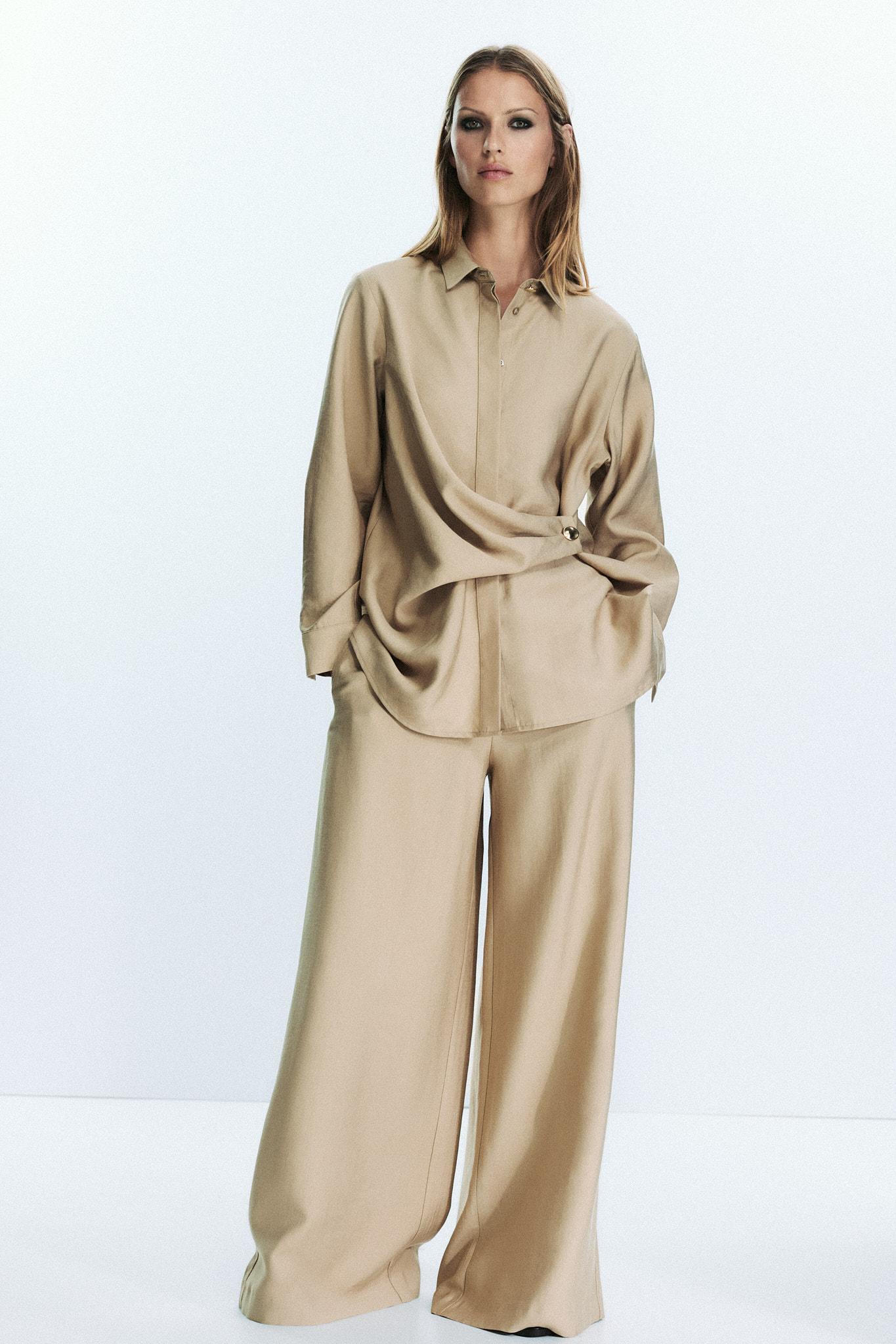 ELASTIC WAIST WIDE LEG PANTS