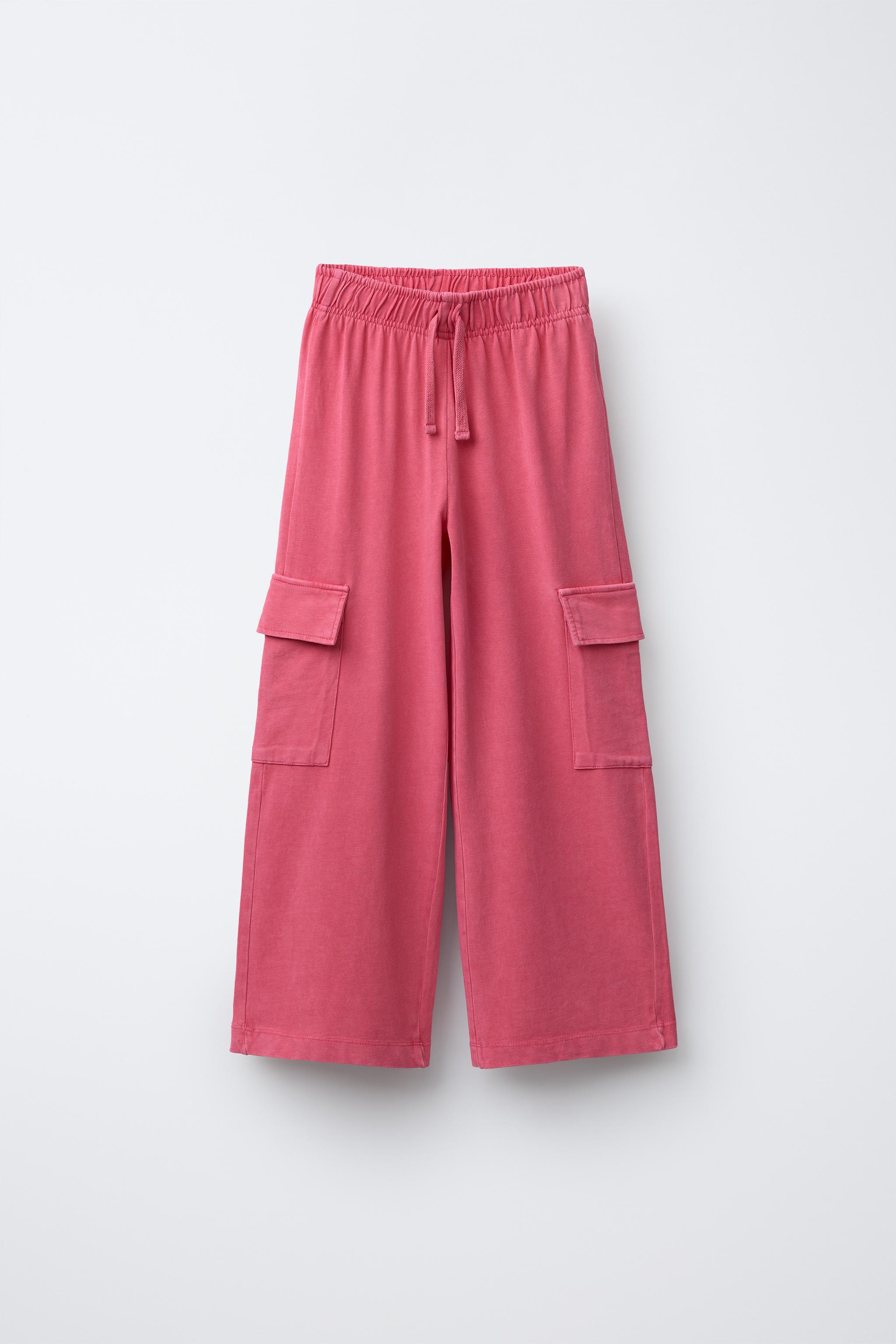 WASHED EFFECT WIDE LEG CARGO PANTS