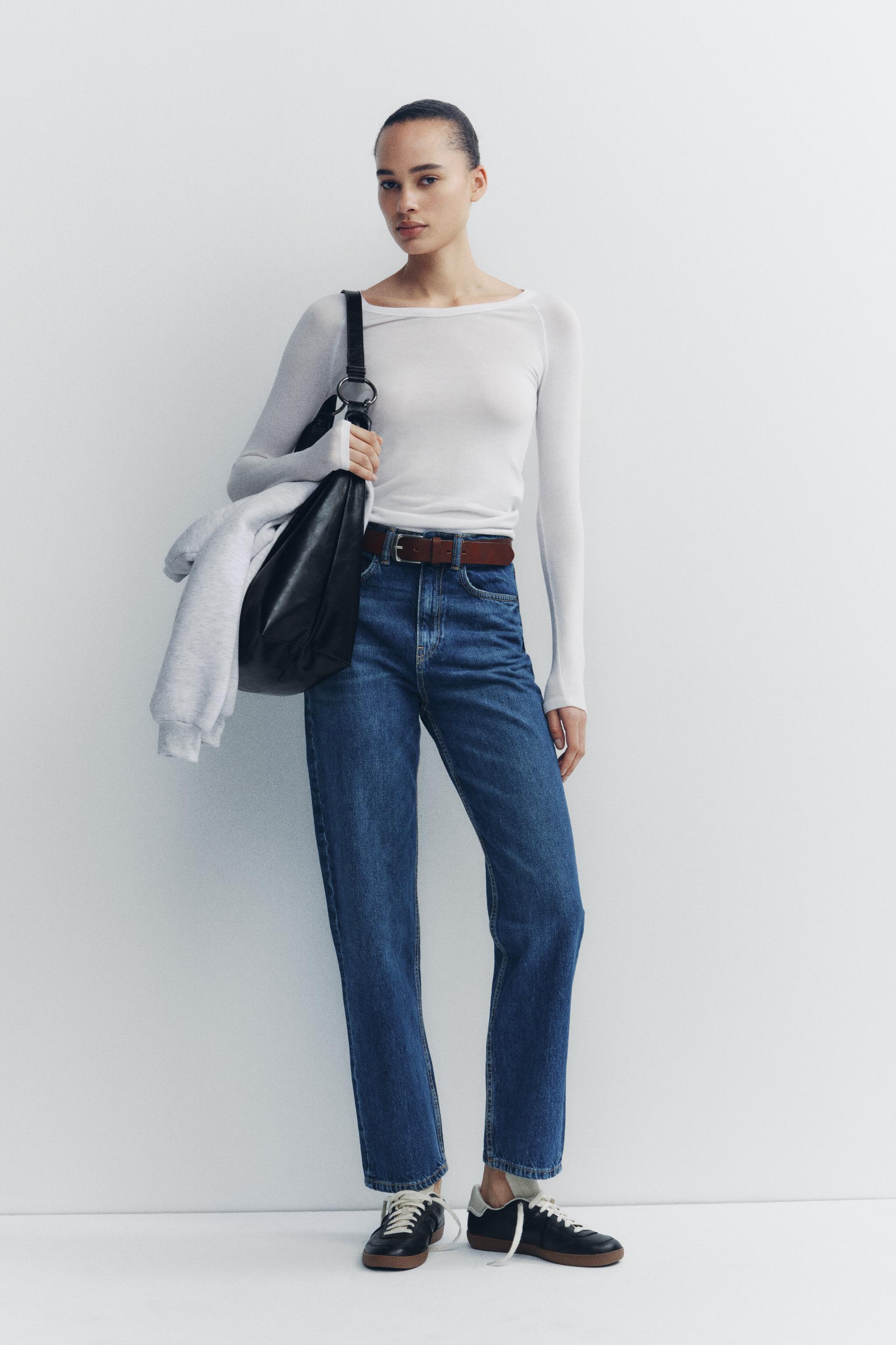 HIGH-WAISTED TRF MOM FIT JEANS