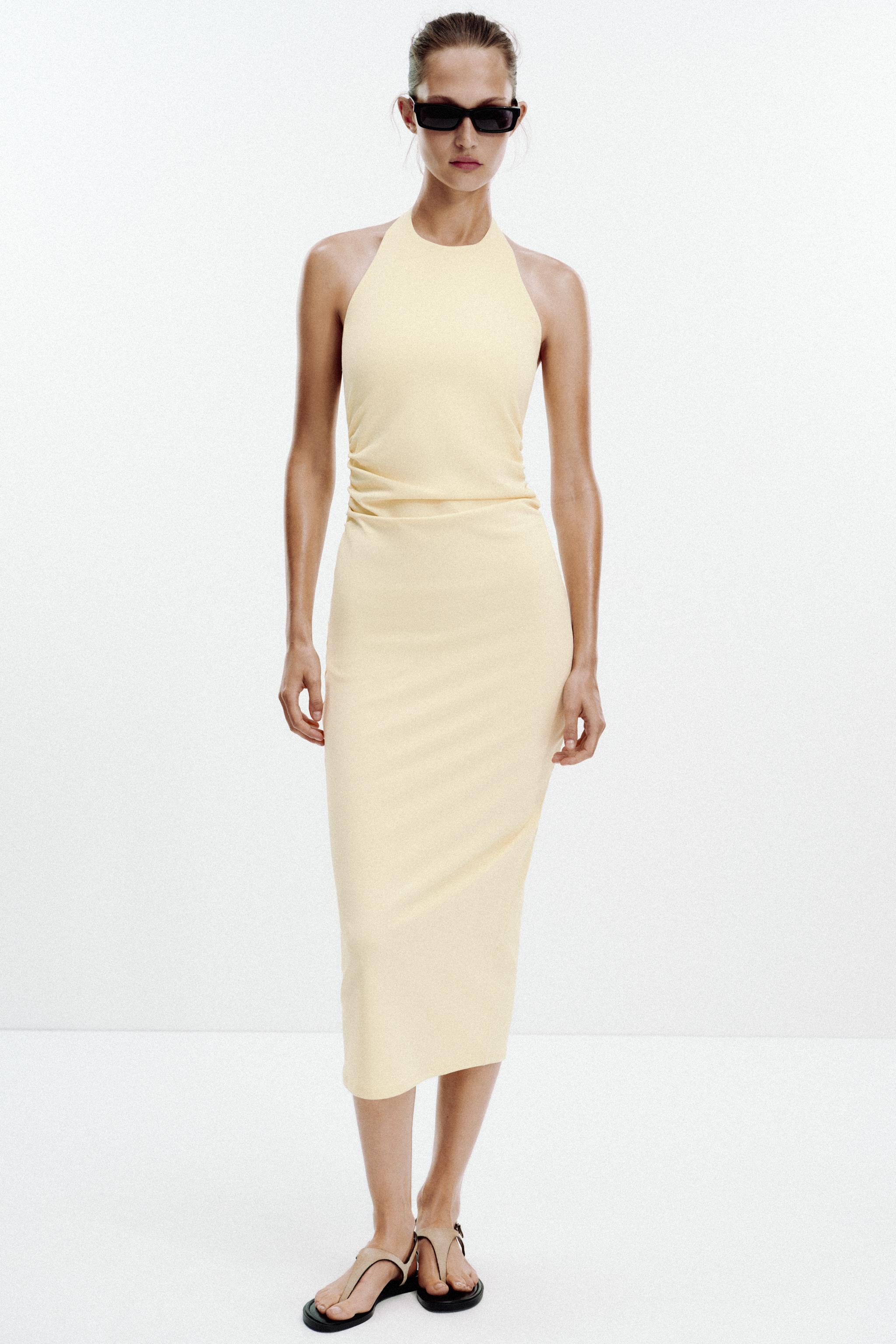 DRAPED HALTER DRESS
