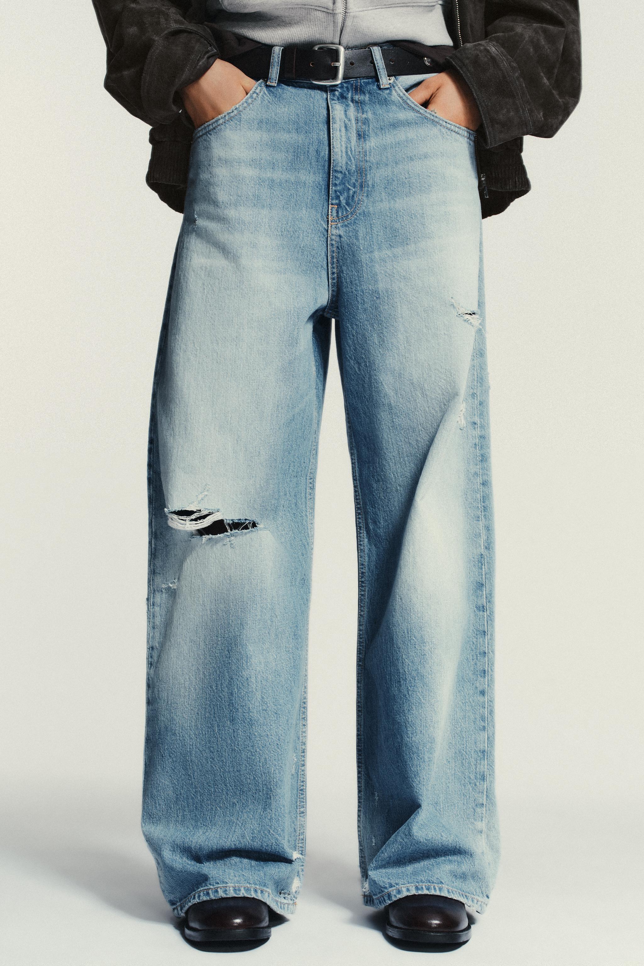 TRF MID-RISE RIPPED BAGGY JEANS