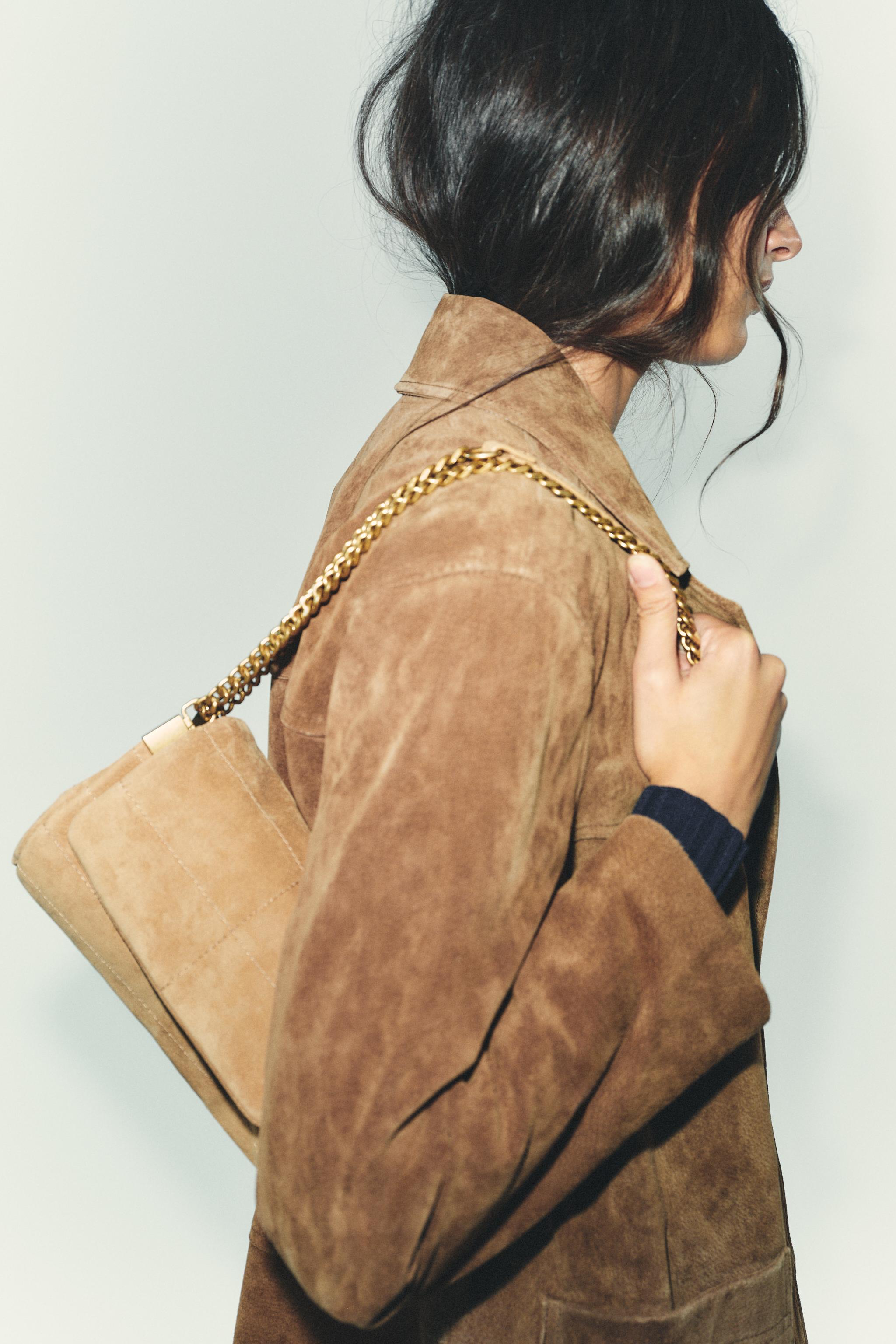 SPLIT LEATHER SHOULDER BAG