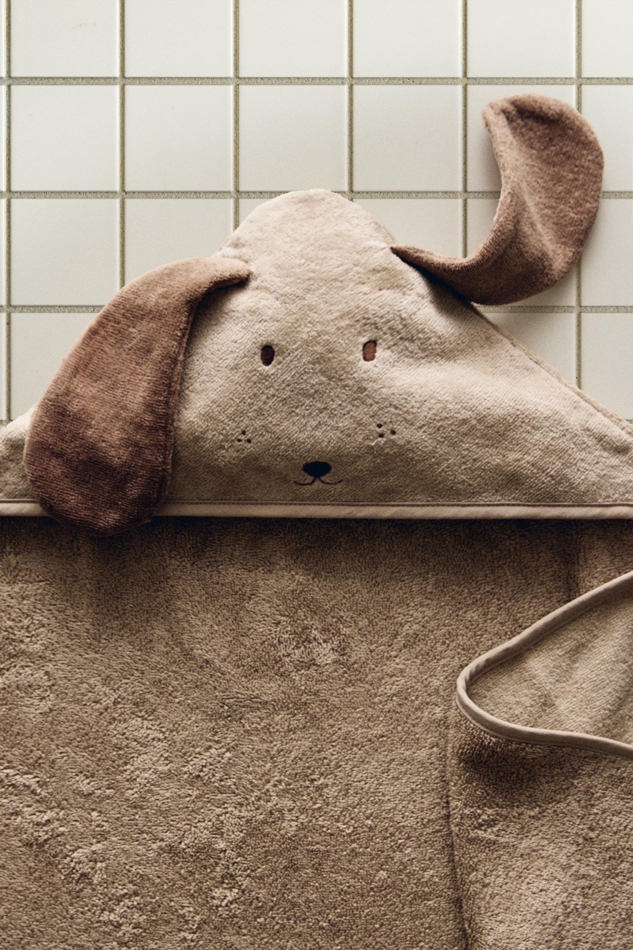 CHILDREN'S DOG HOODED BATH TOWEL