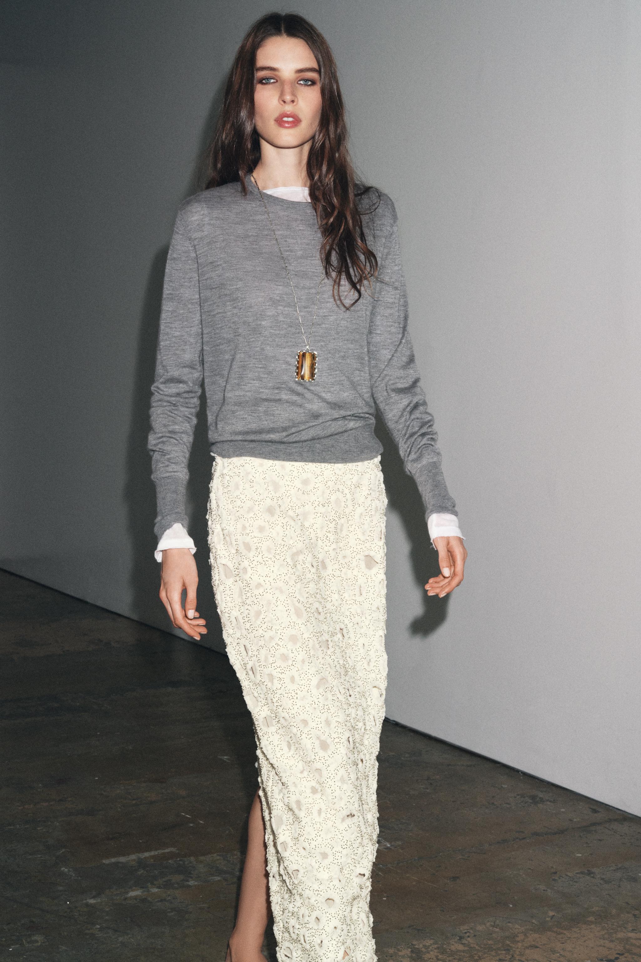 BEADED MIDI SKIRT ZW COLLECTION