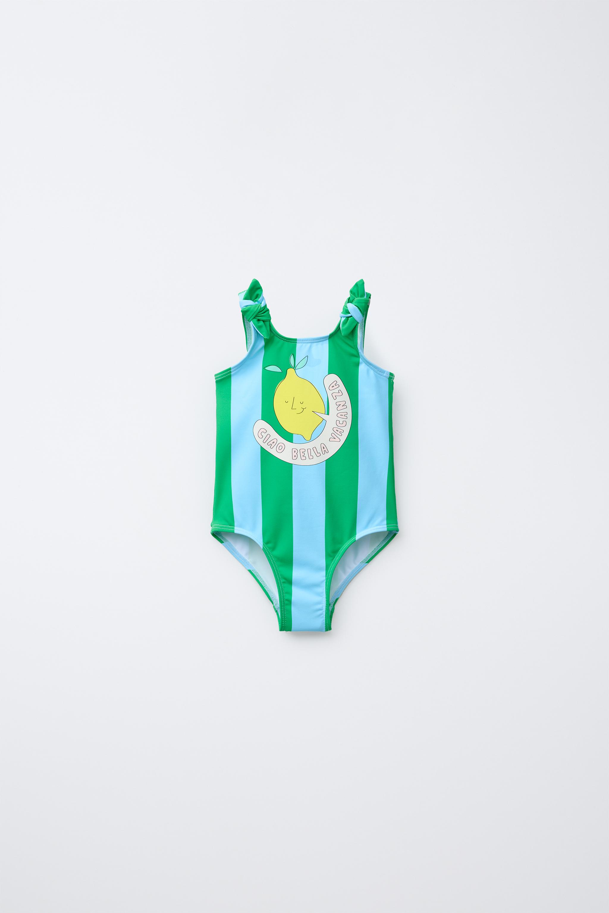 2-6 YEARS/ STRIPED LEMON SWIMSUIT