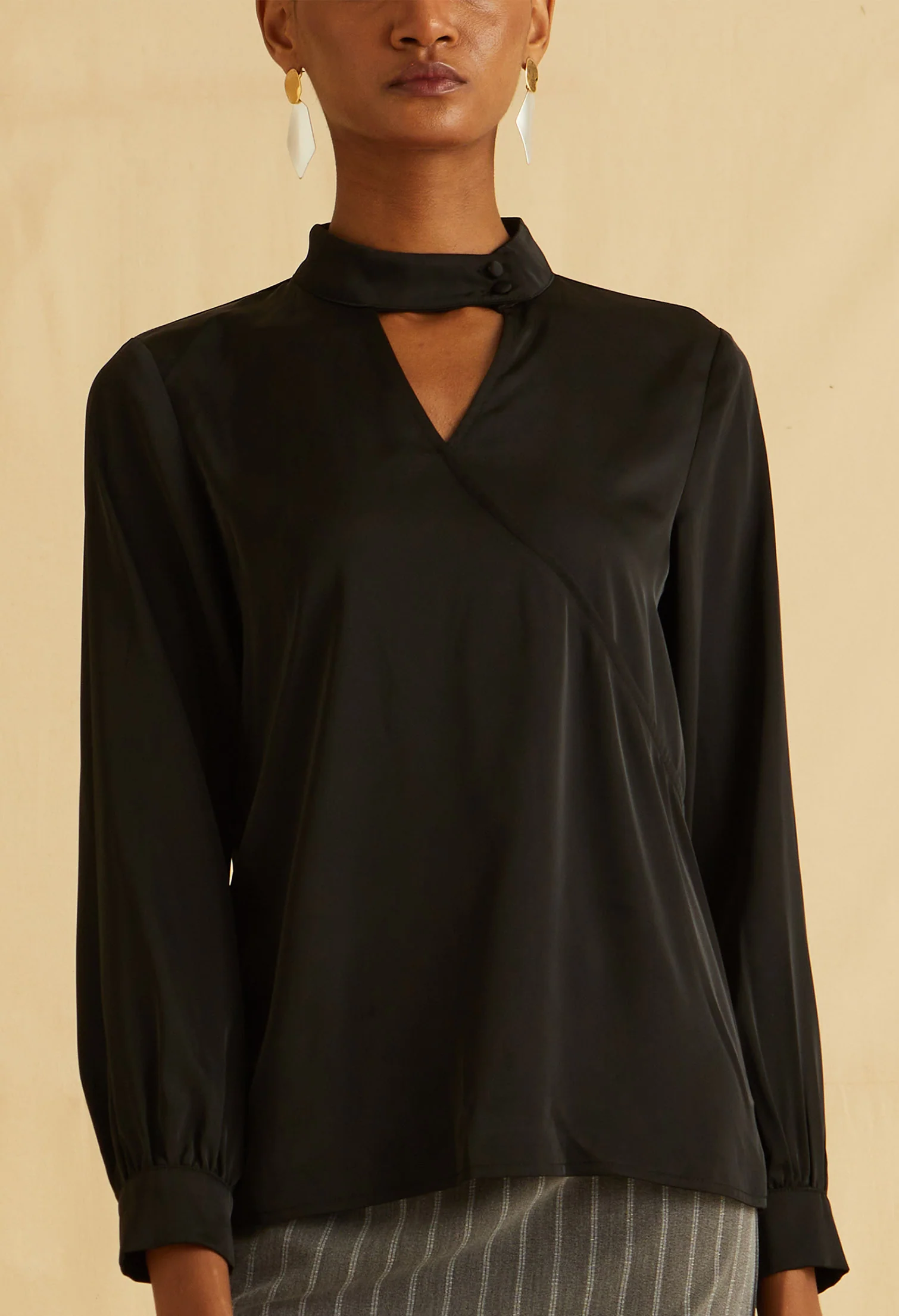 Satin Mist Keyhole Top