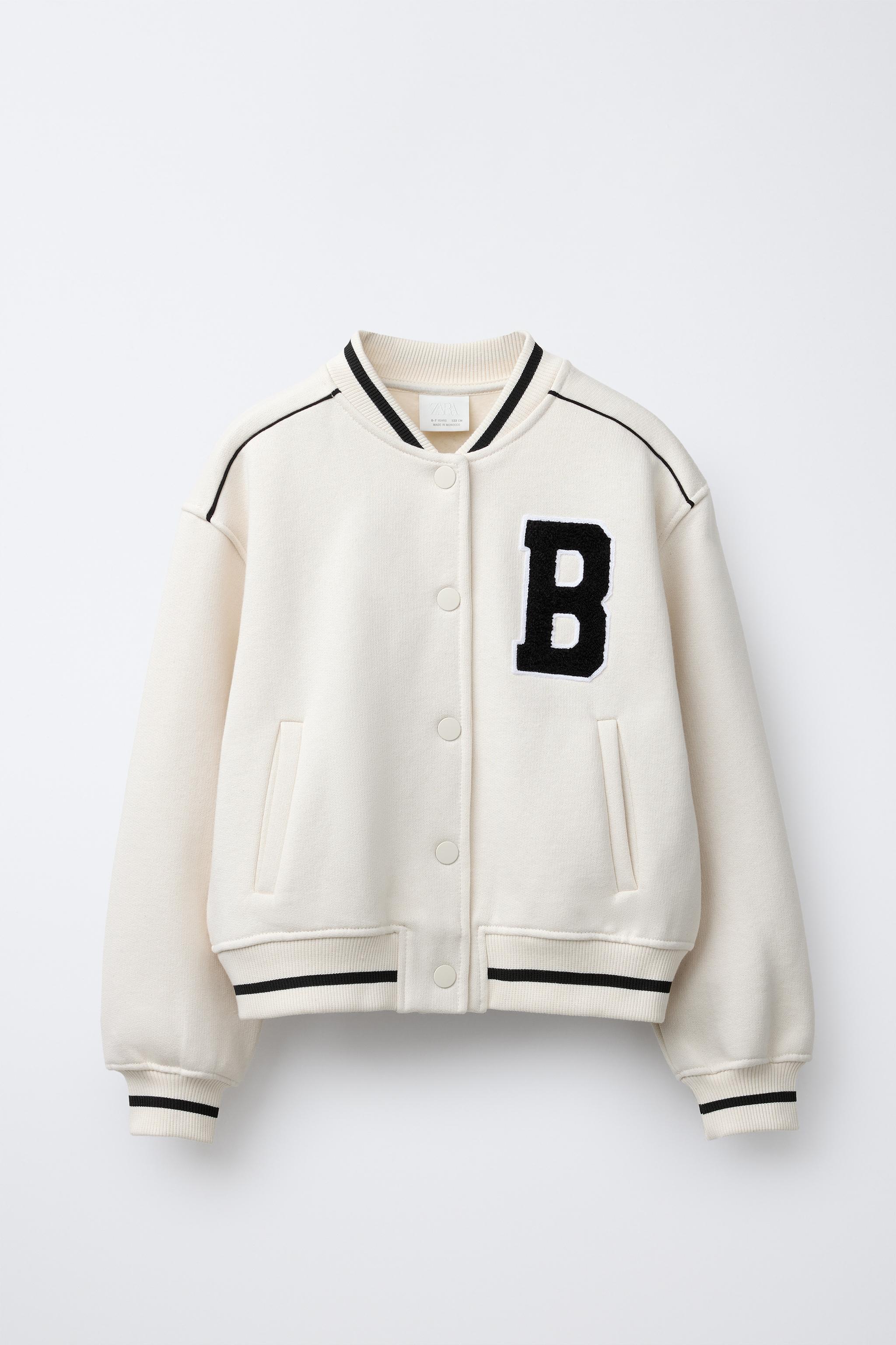 PLUSH BOMBER JACKET WITH EMBROIDERED TEXT
