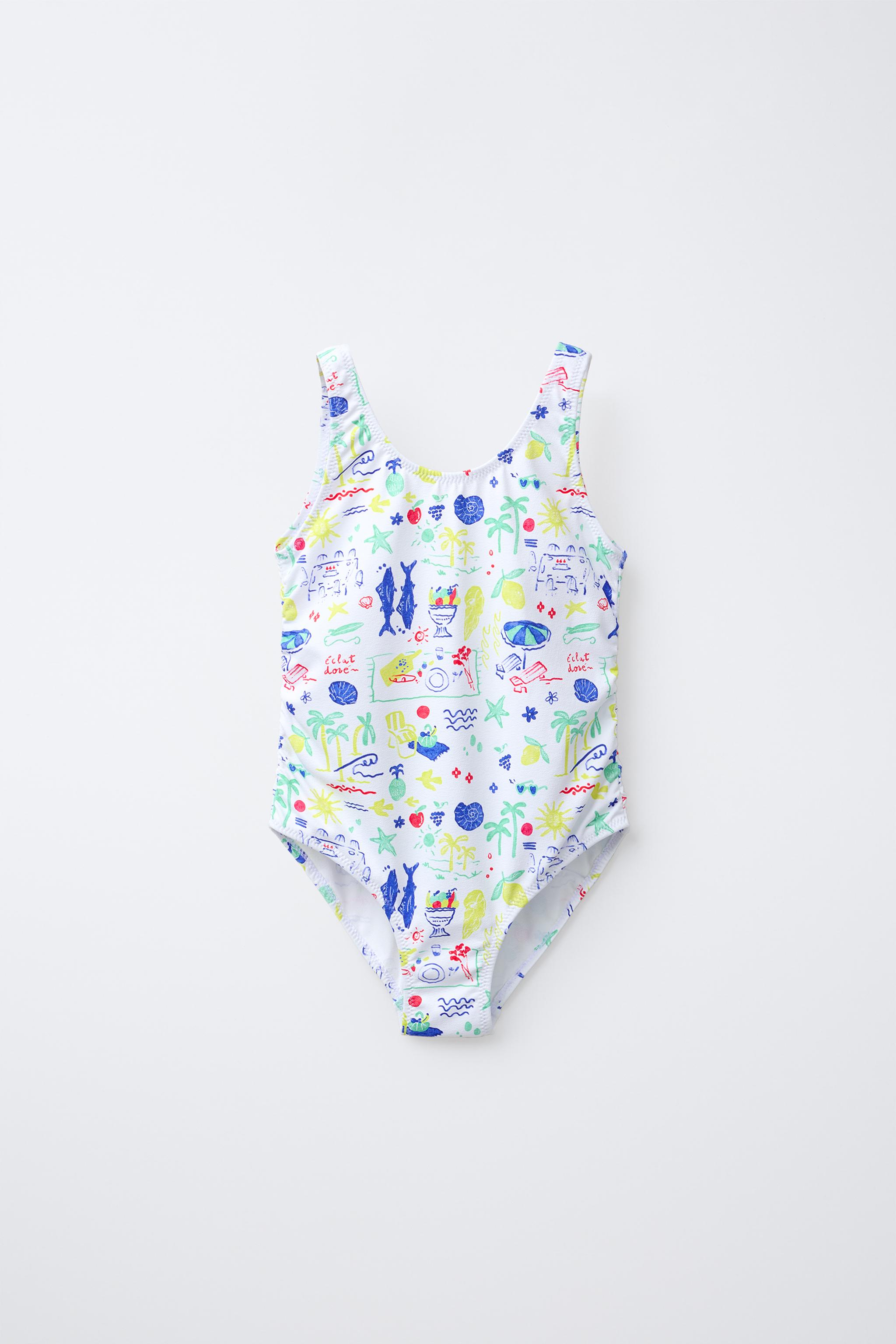 6-14 YEARS/ BEACH PRINT SWIMSUIT