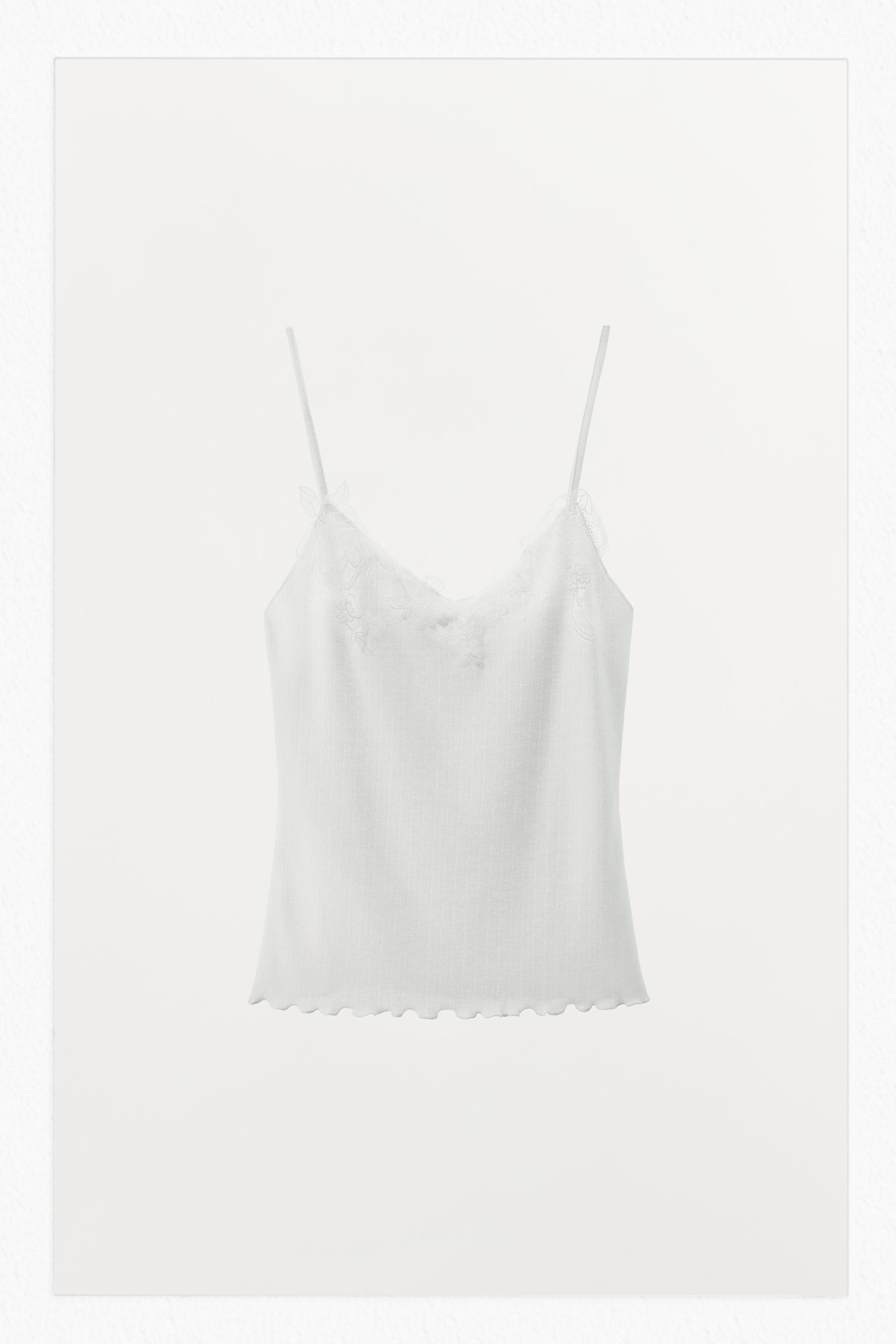 POINTELLE LACE STRAPPY TOP