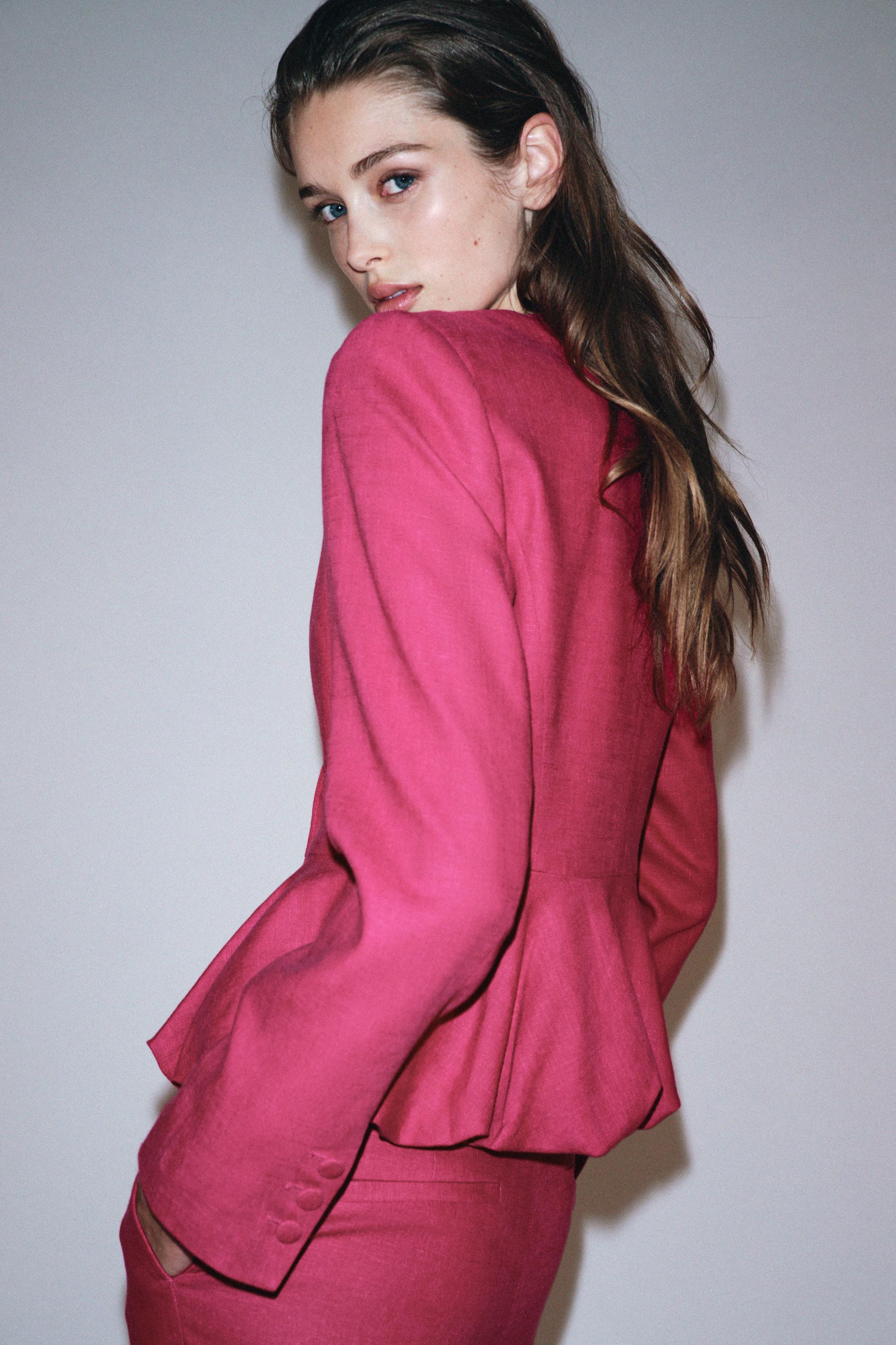 LINEN PEPLUM BLAZER