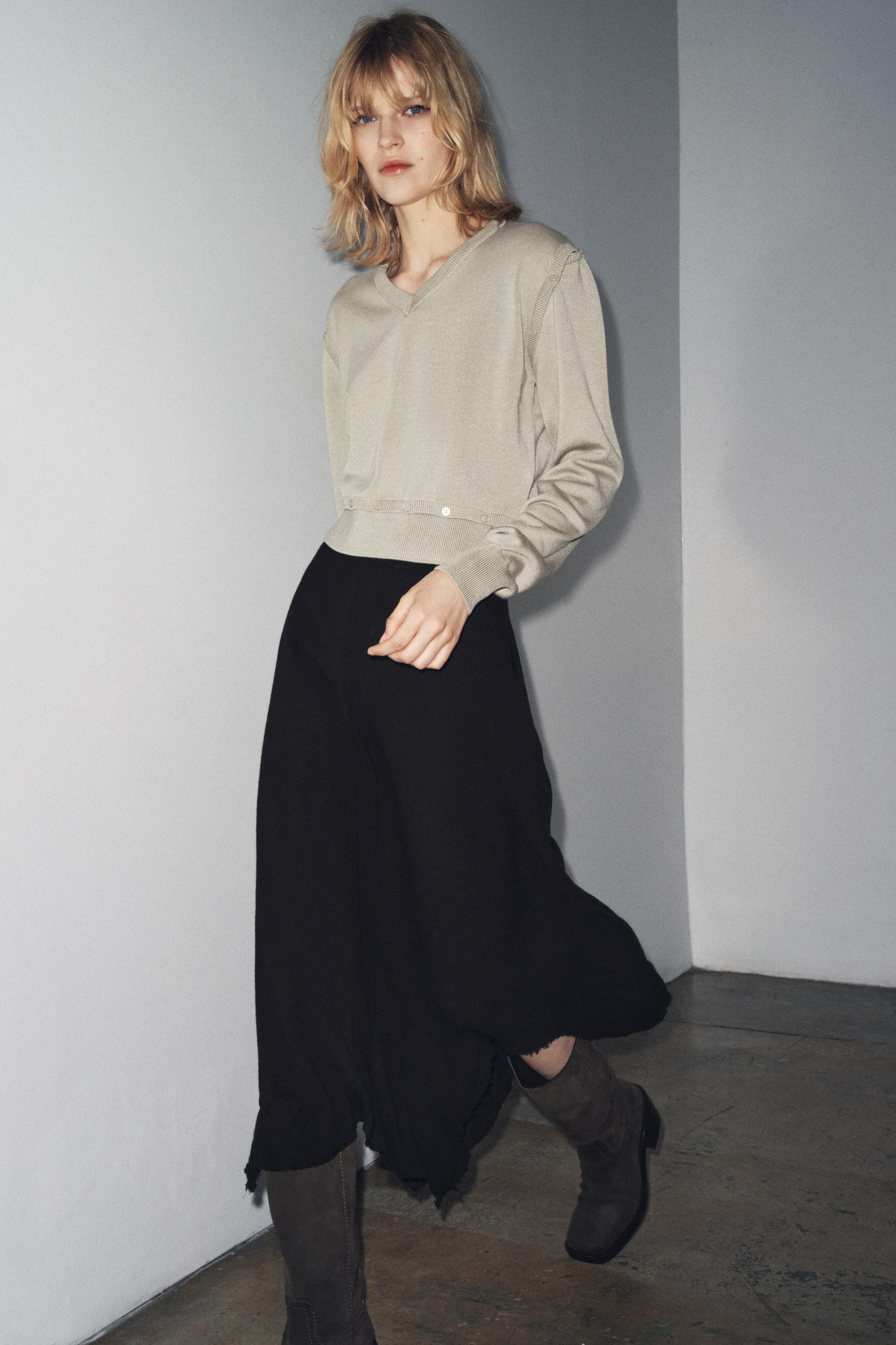 ZW COLLECTION ASYMMETRIC MIDI SKIRT