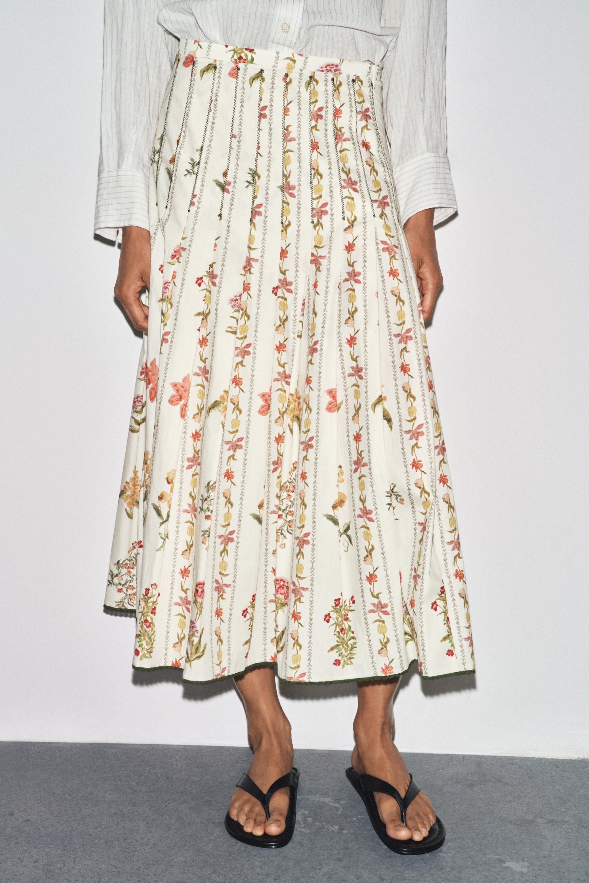 ZW COLLECTION FLORAL PLEATED SKIRT