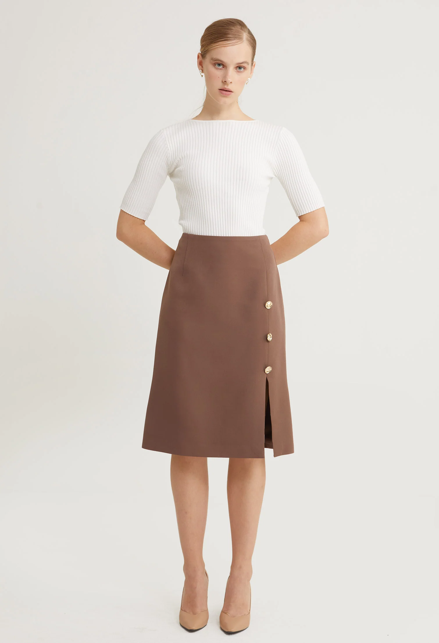 Golden Muse Midi Skirt