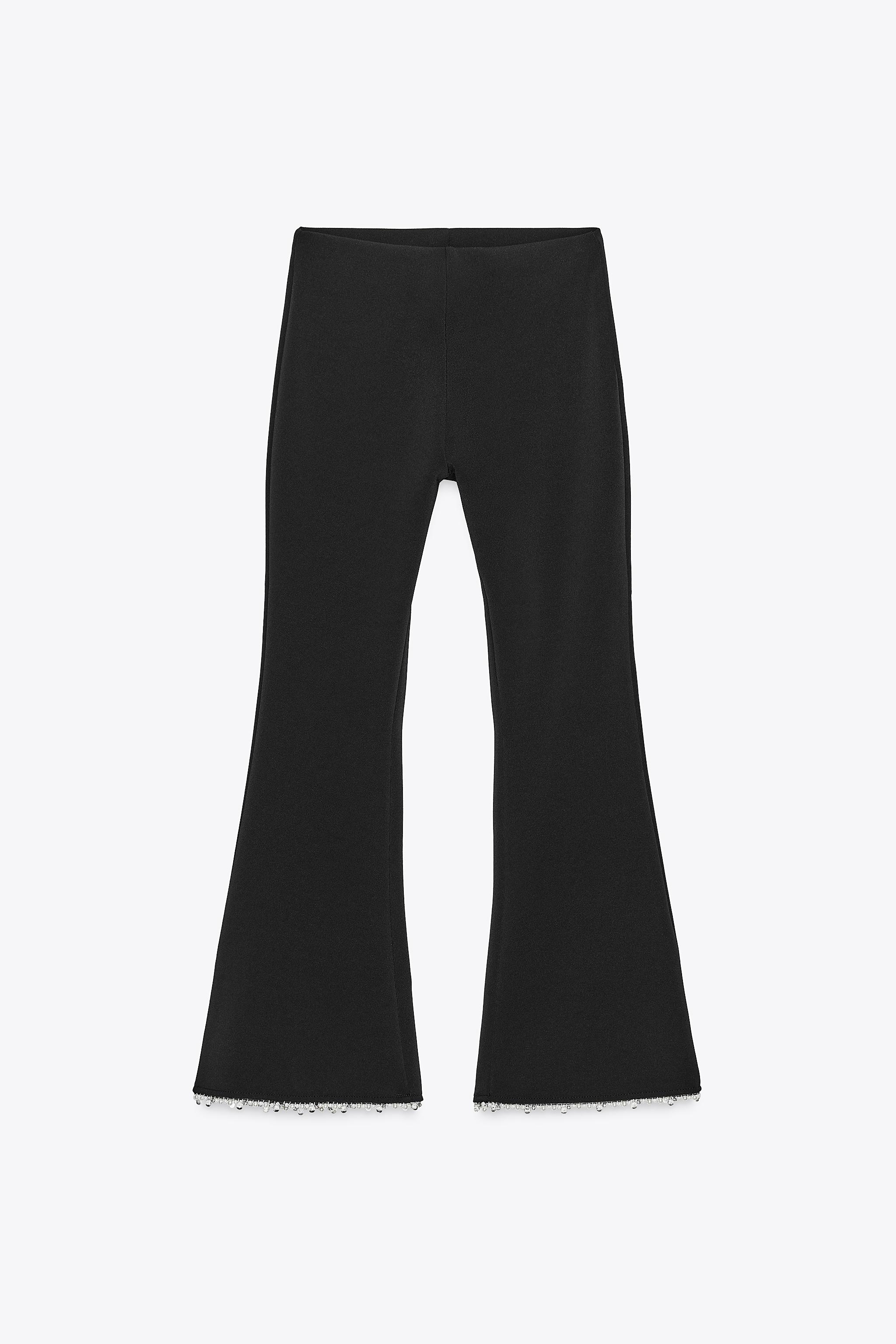 PEARL EMBELLISHED STRETCH FLARE PANTS