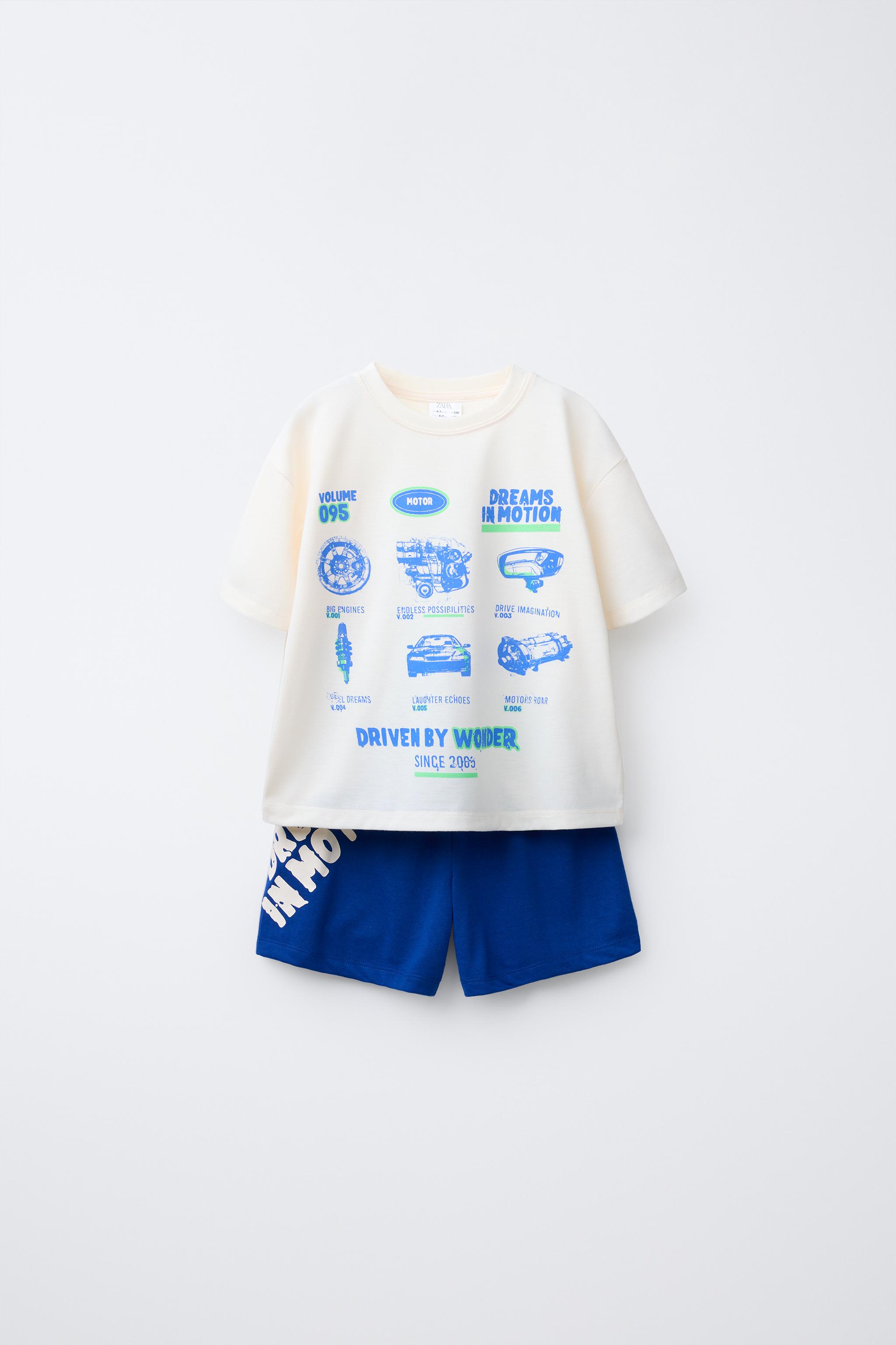 6-14 YEARS/ CAR T-SHIRT AND BERMUDA PAJAMAS