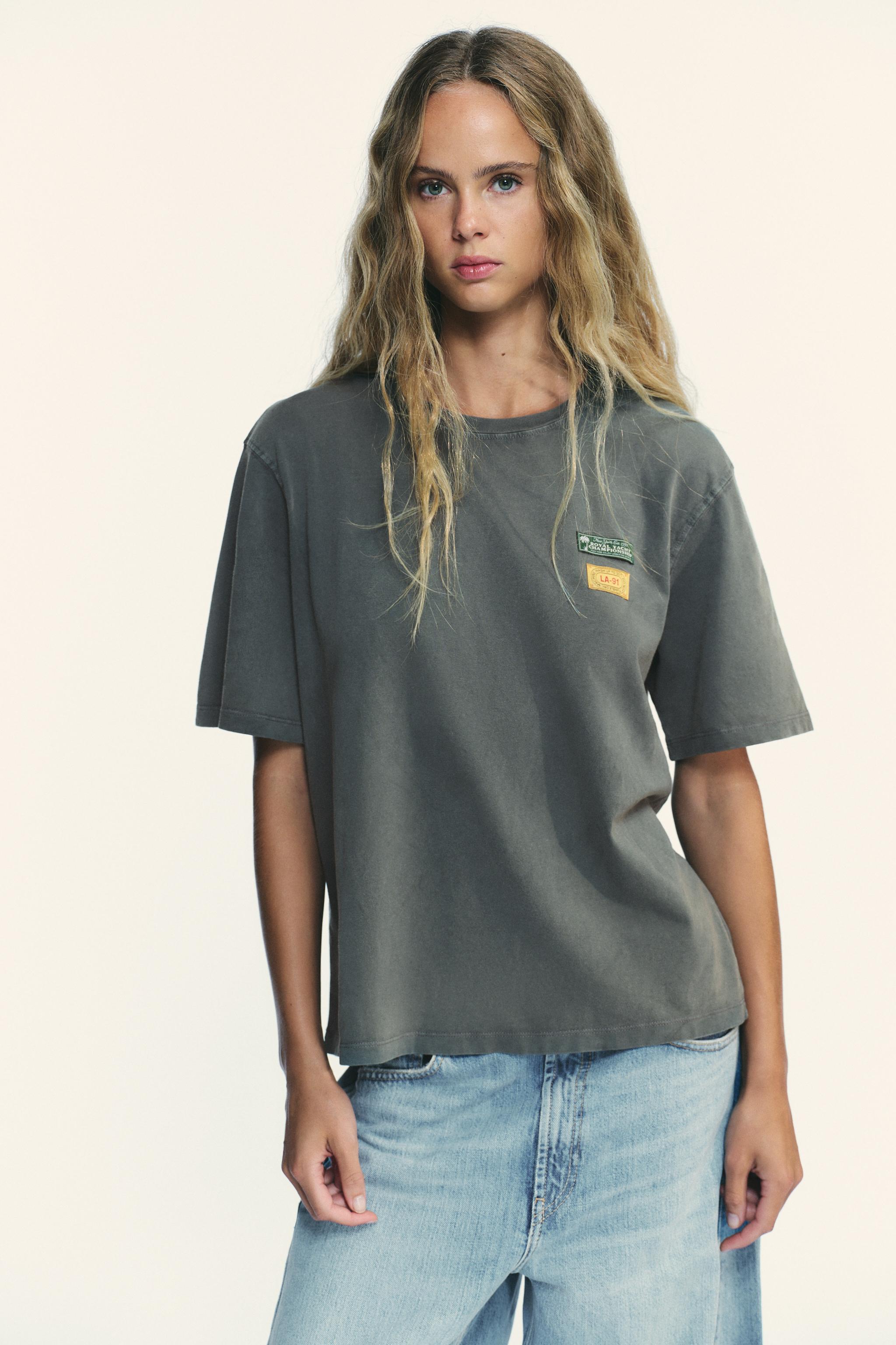 WASHED EFFECT PATCH T-SHIRT
