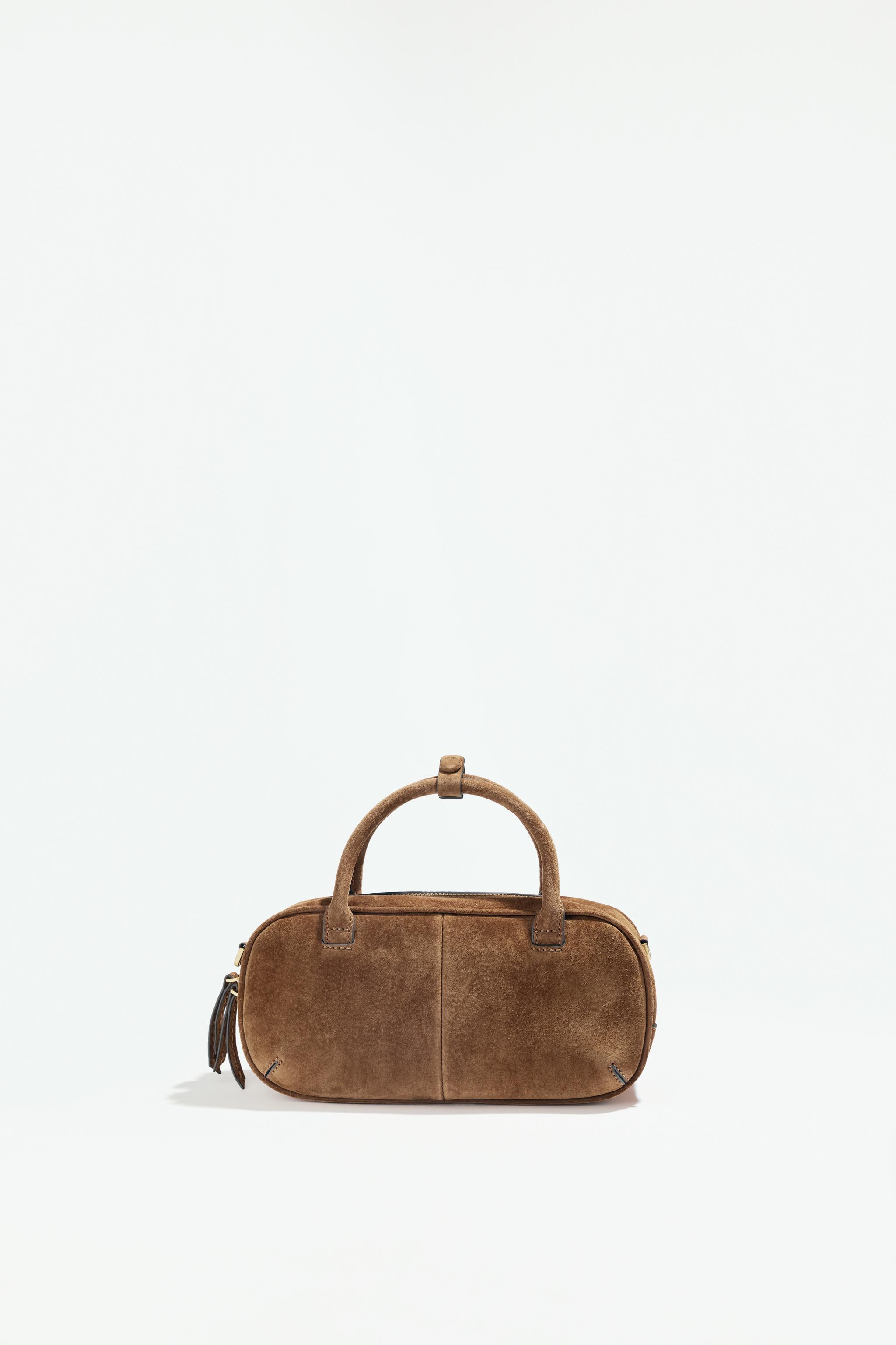 DOUBLE HANDLE MINI SUEDE BAG