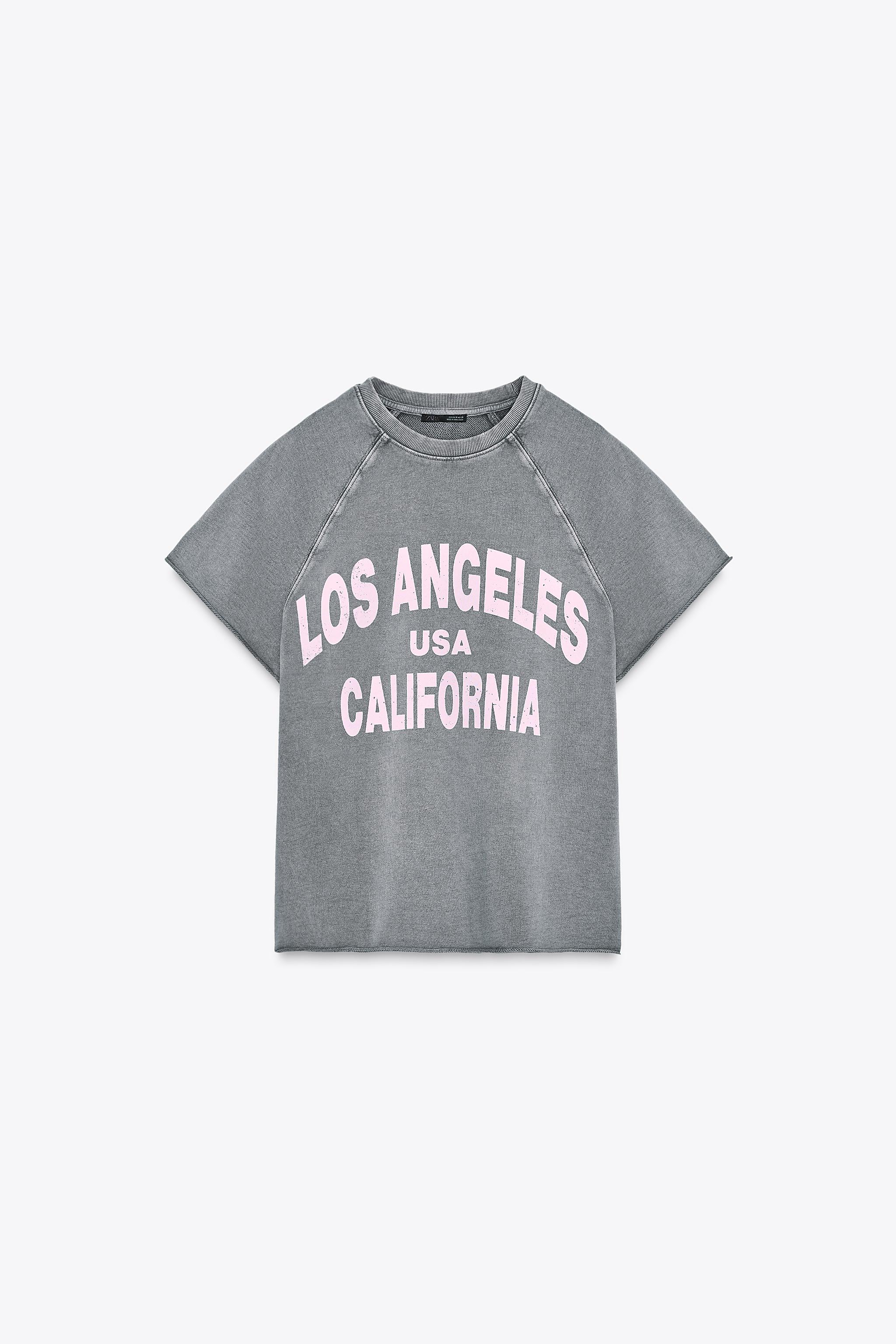 WASHED EFFECT TEXT PLUSH SWEATSHIRT