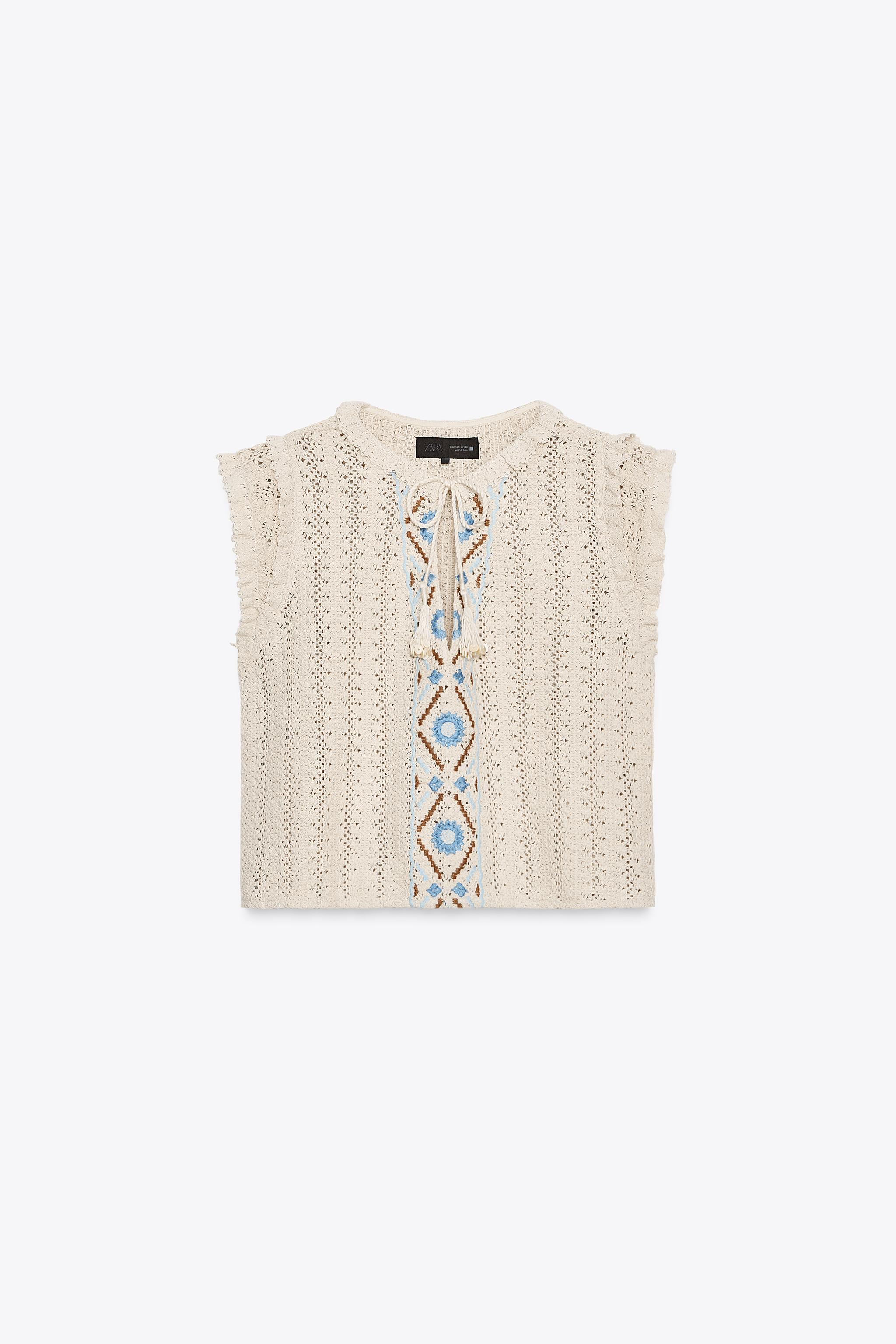 EMBROIDERED CROCHET TOP