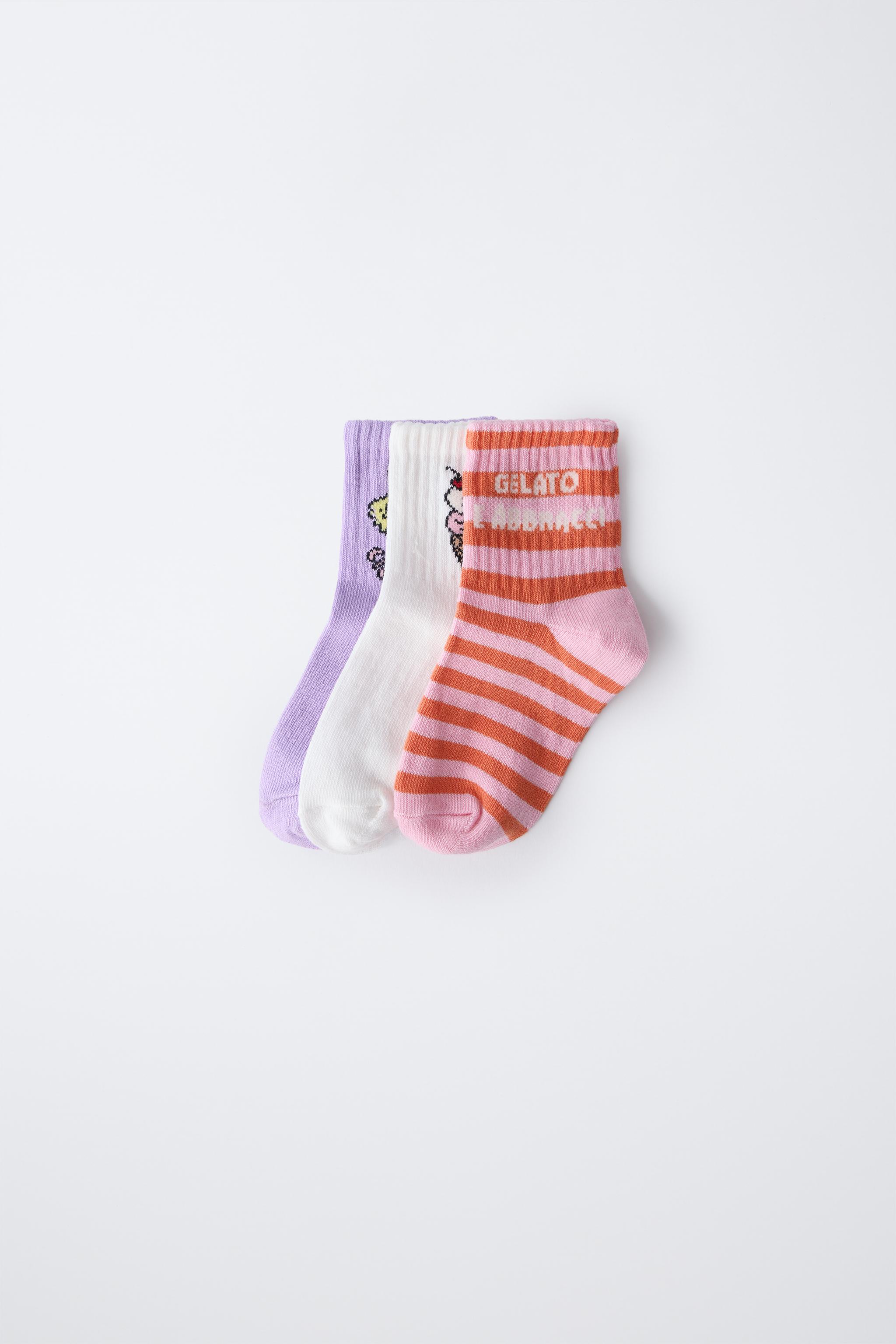 1-6 YEARS/ THREE-PACK OF ICE CREAM AND STRIPE PRINT SOCKS