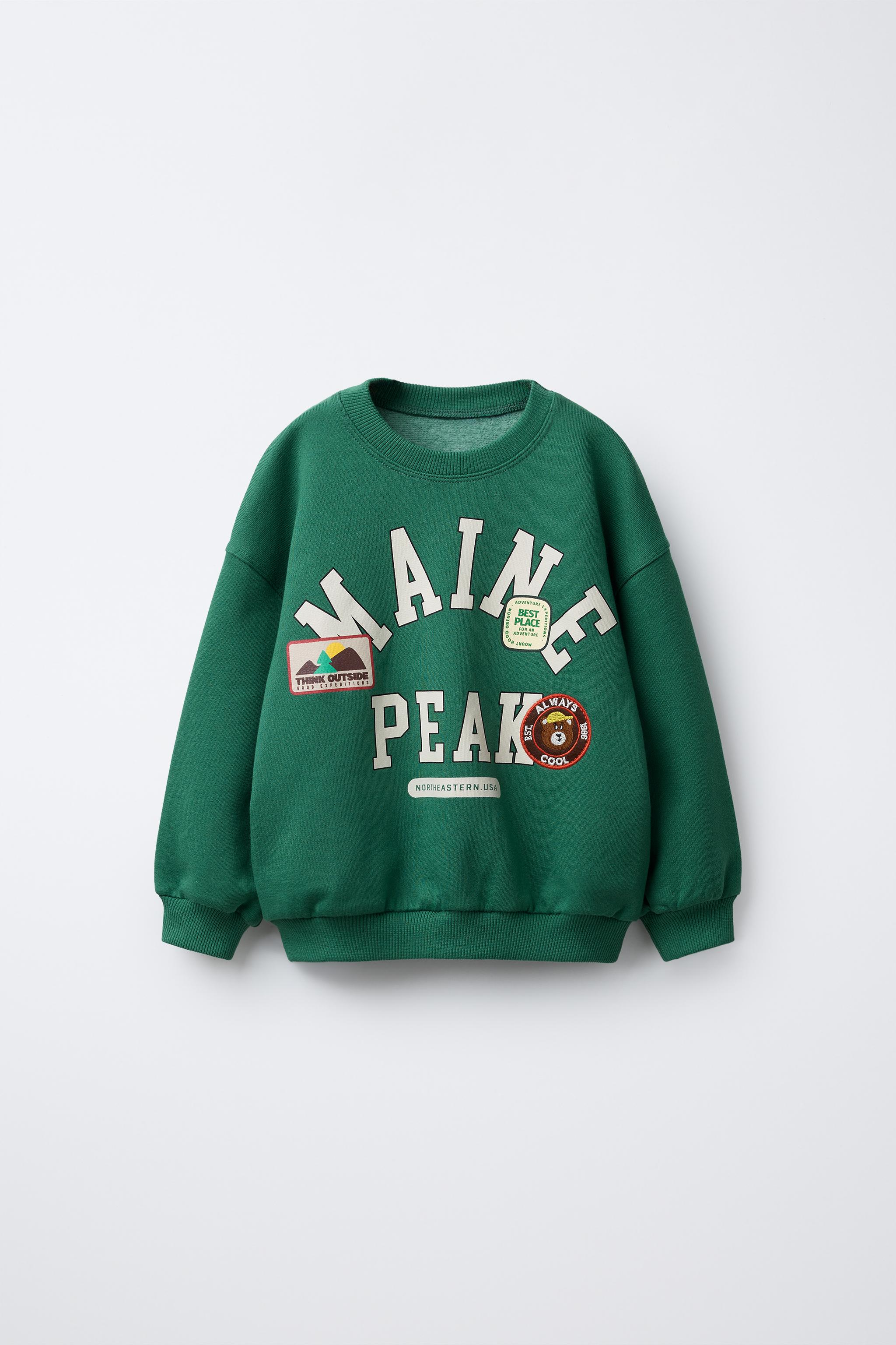 TEXT AND BEAR PATCH SWEATSHIRT