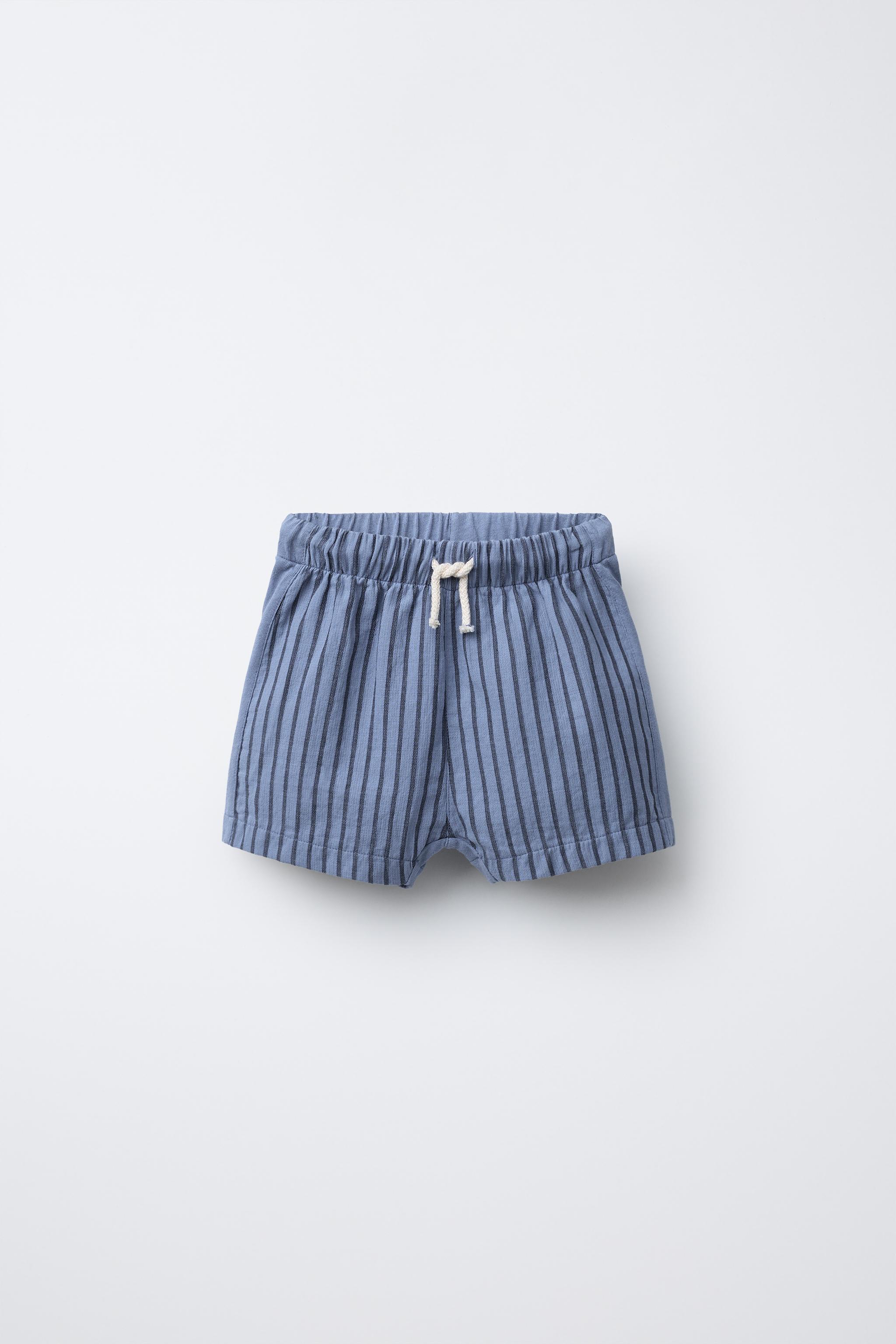 STRIPED COMBINATION STRAIGHT SHORTS