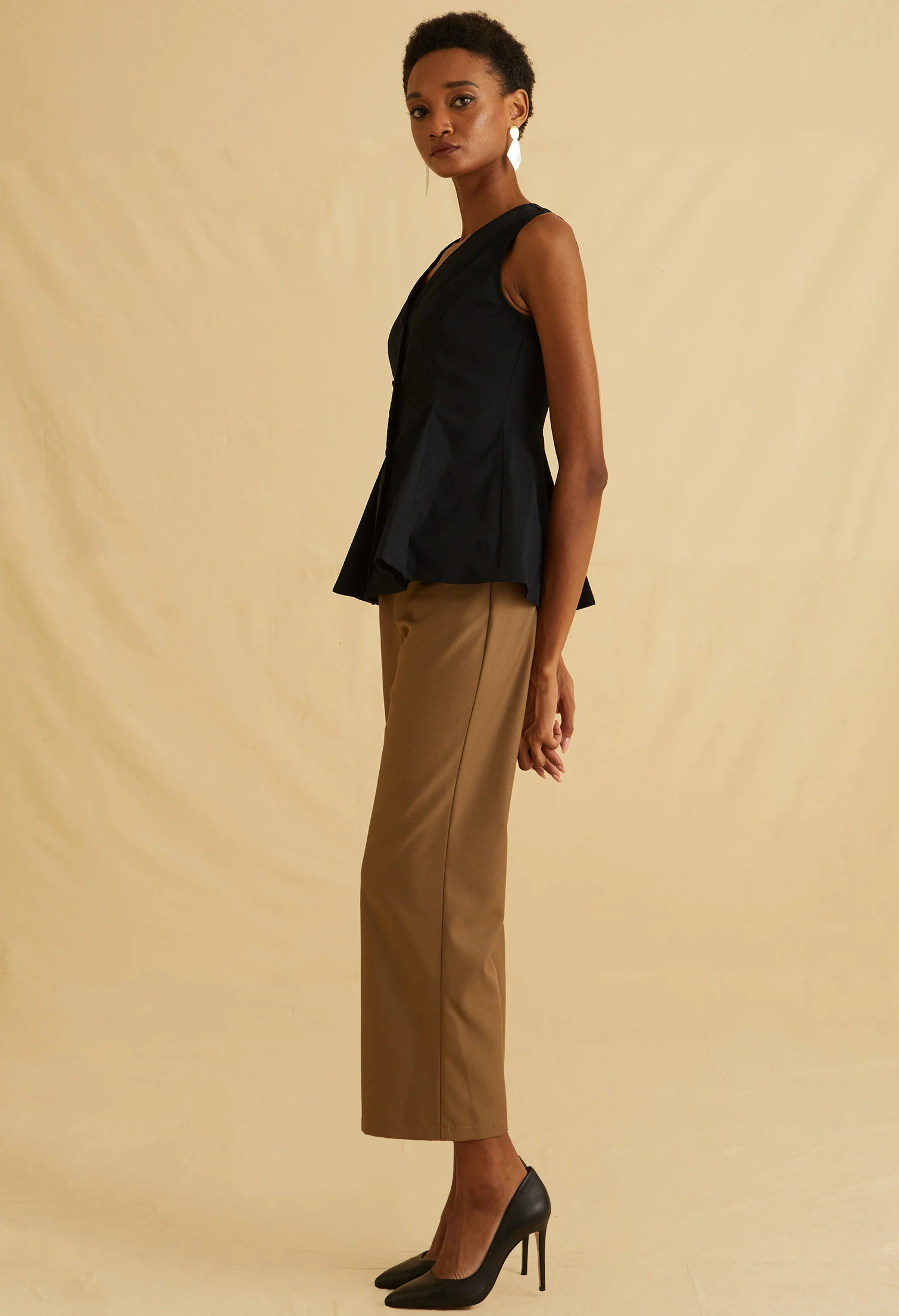 Flare Hem Sleeveless Vest
