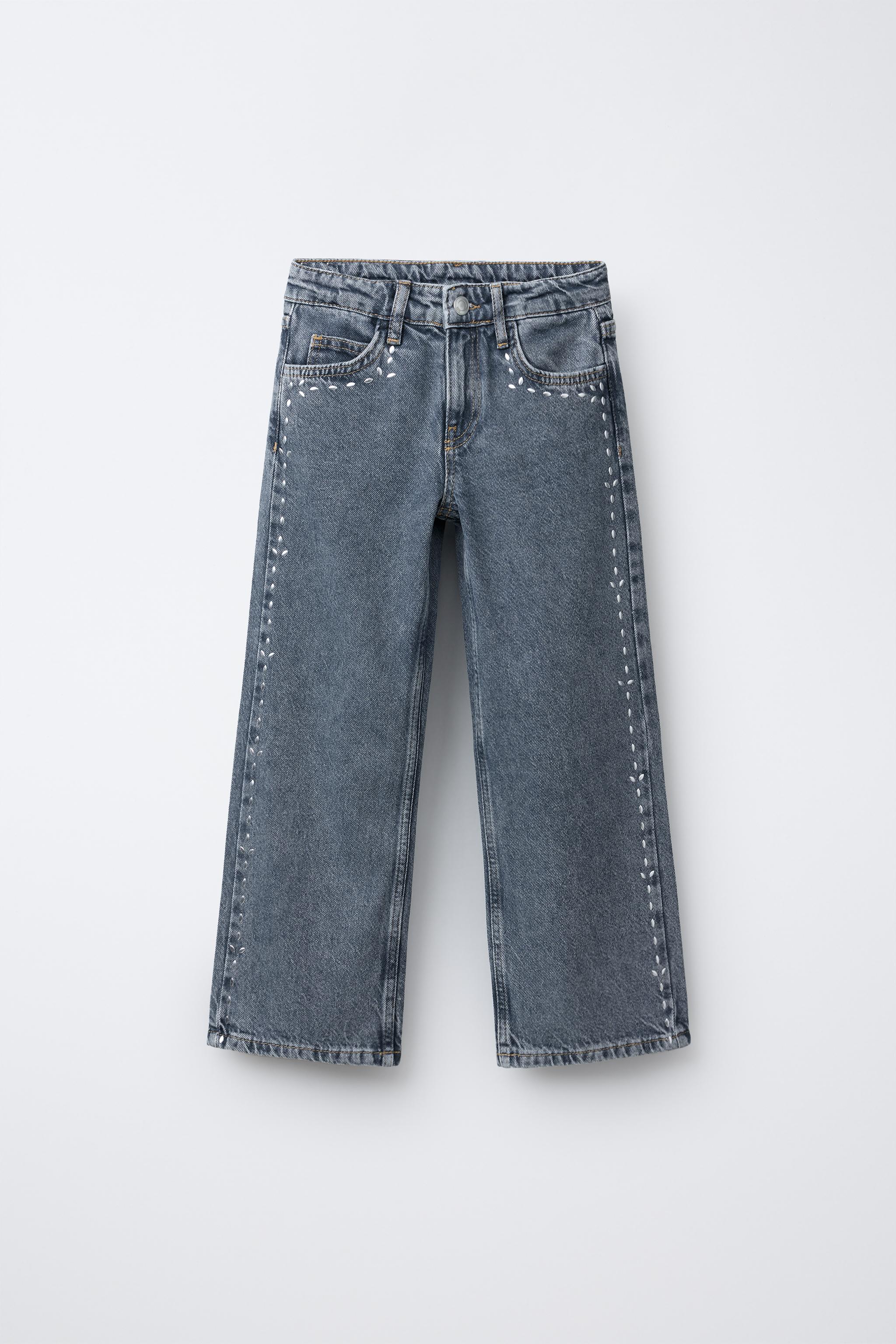STUDDED WIDE LEG JEANS