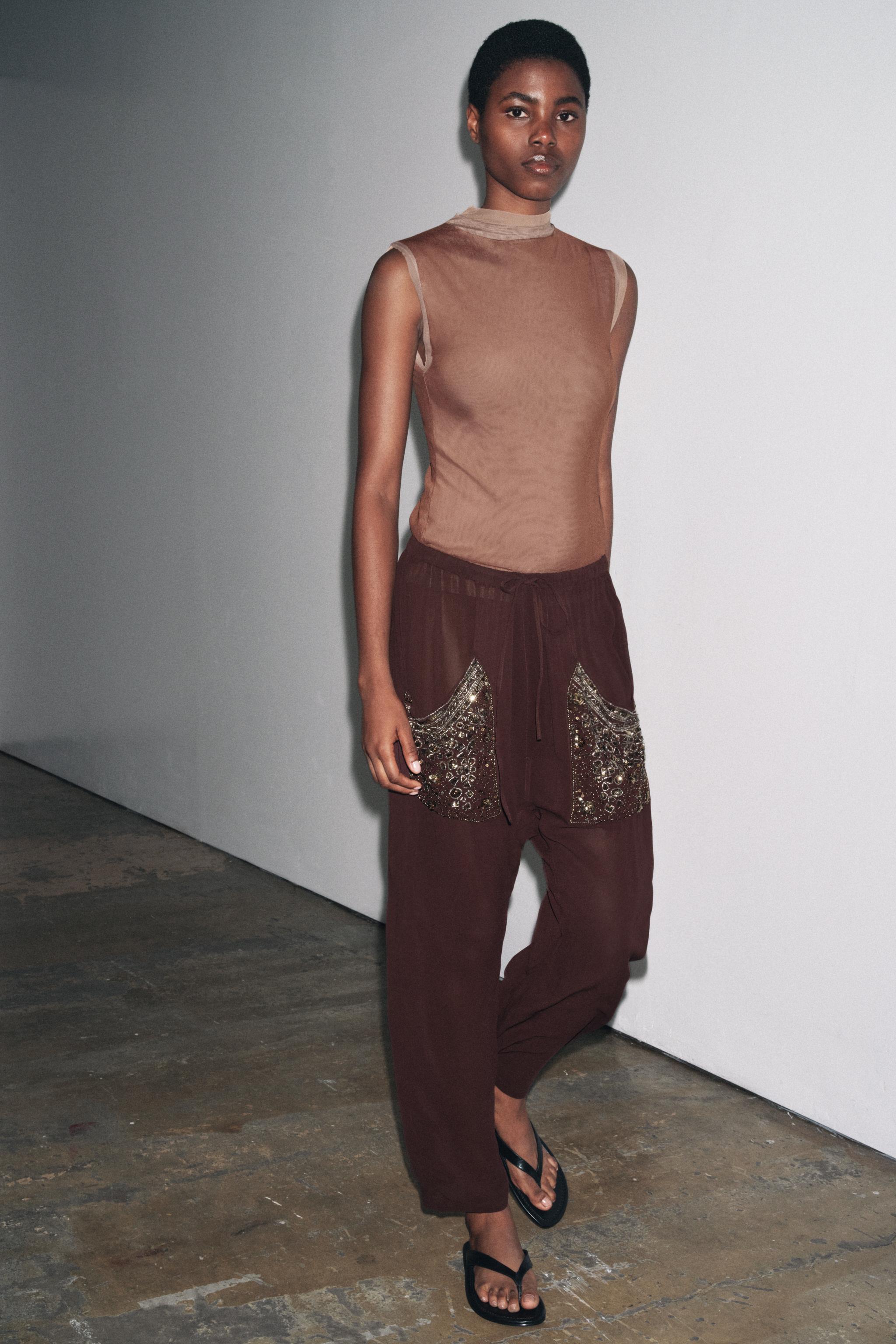 TULLE MOCK NECK T-SHIRT