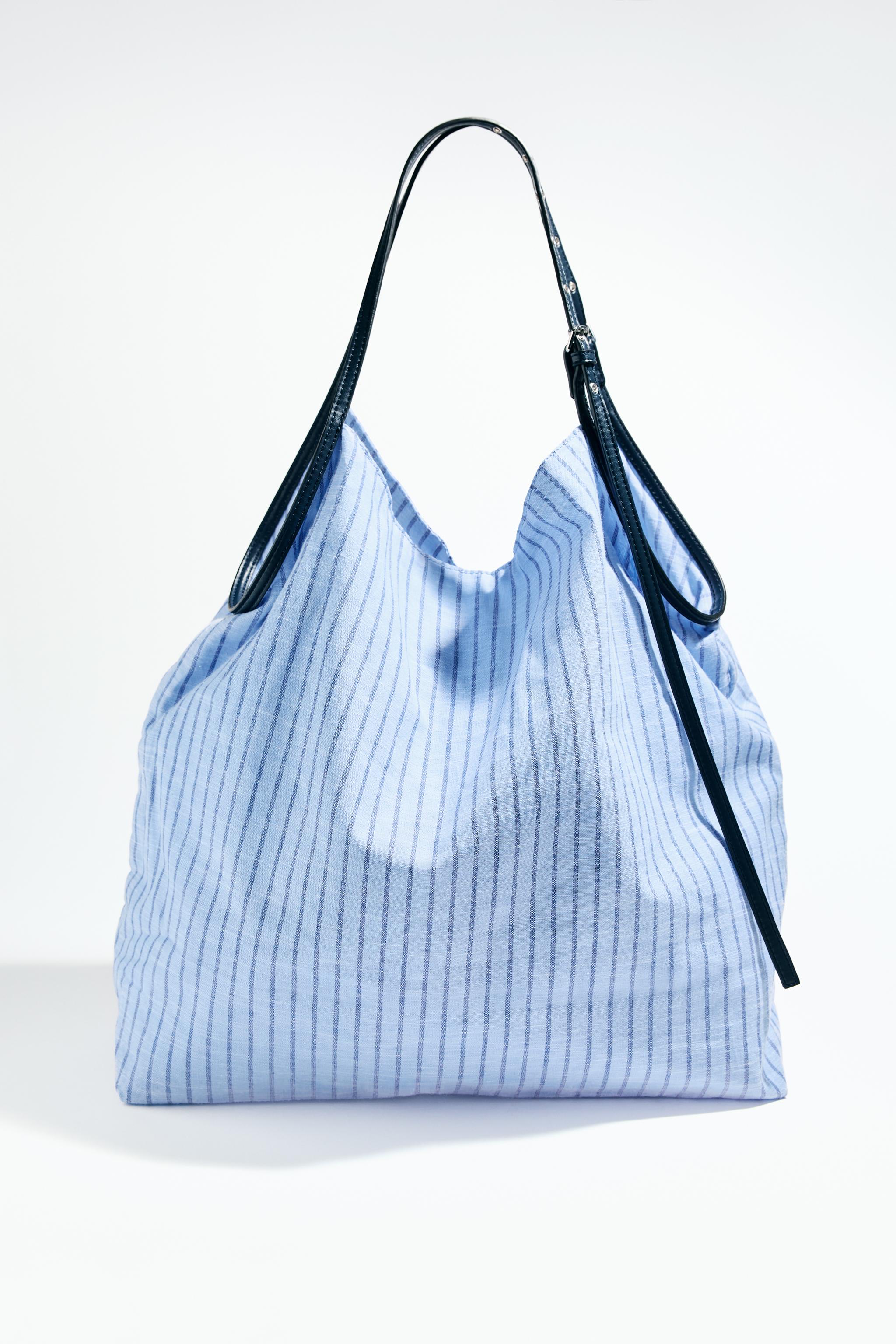 STRIPED WOVEN SHOPPER