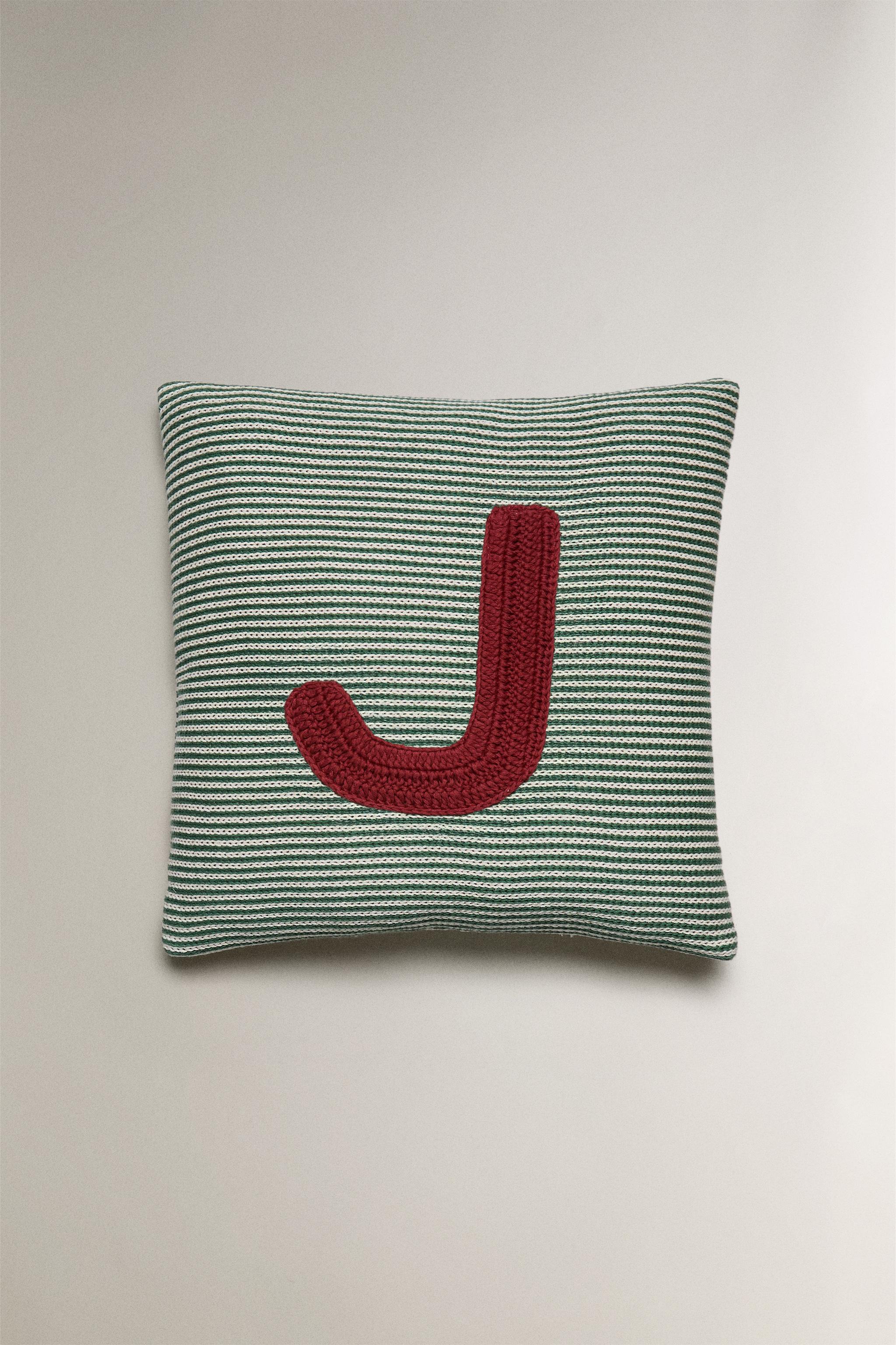 CHILDREN'S EMBROIDERED LETTER J THROW PILLOW