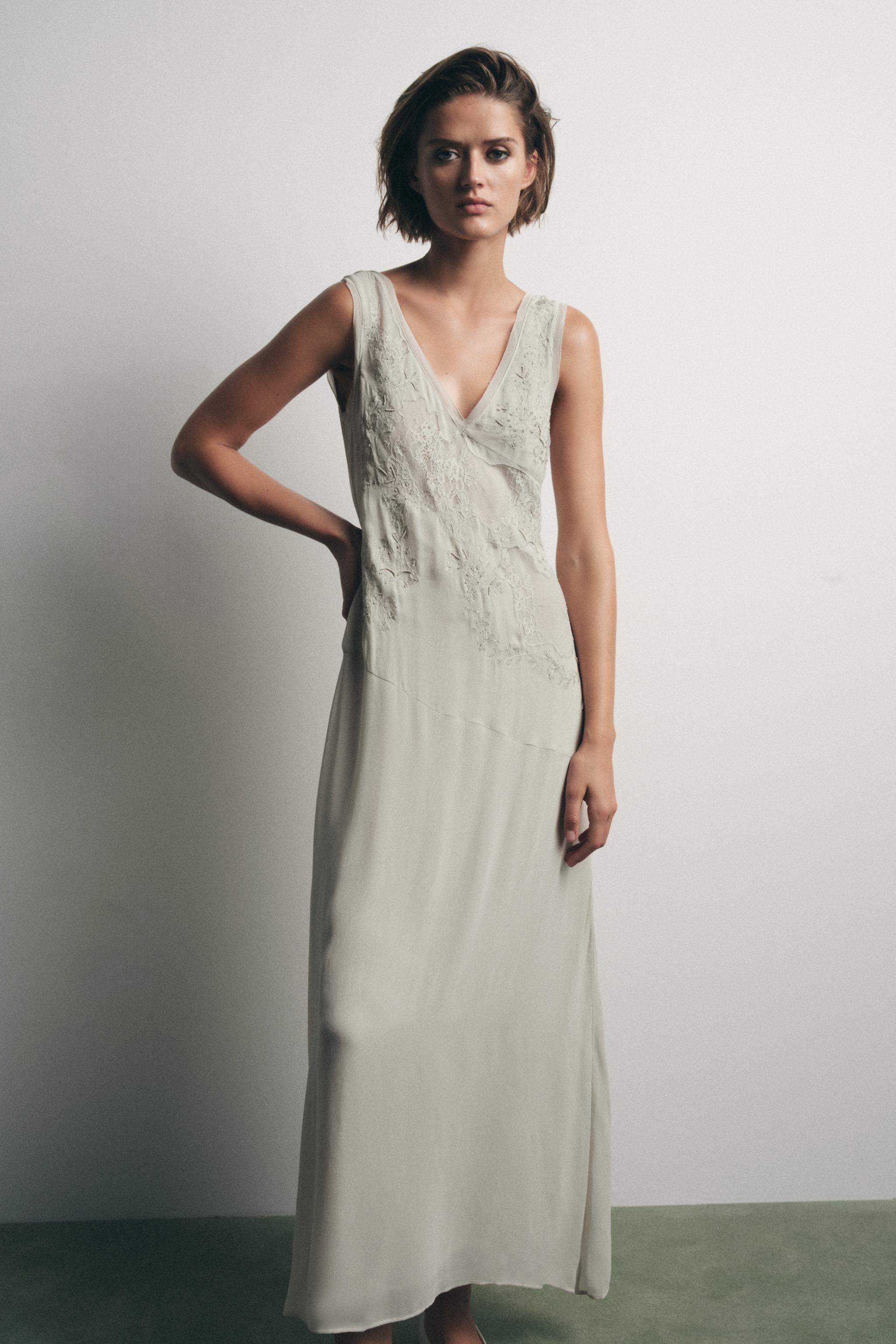 GEORGETTE DRESS WITH EMBROIDERY AND BEADING