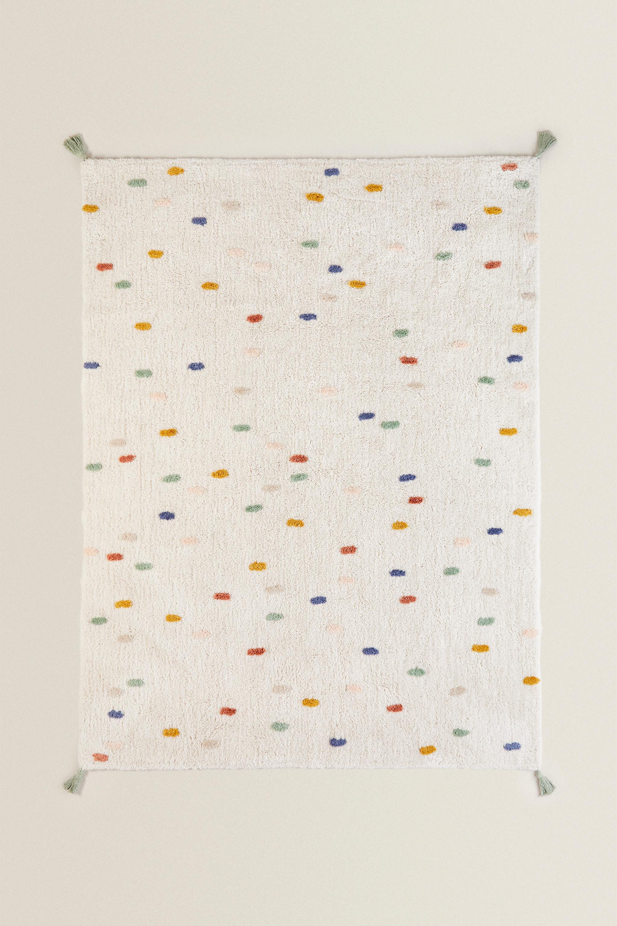 CHILDREN’S MULTICOLORED POLKA DOT COTTON AREA RUG