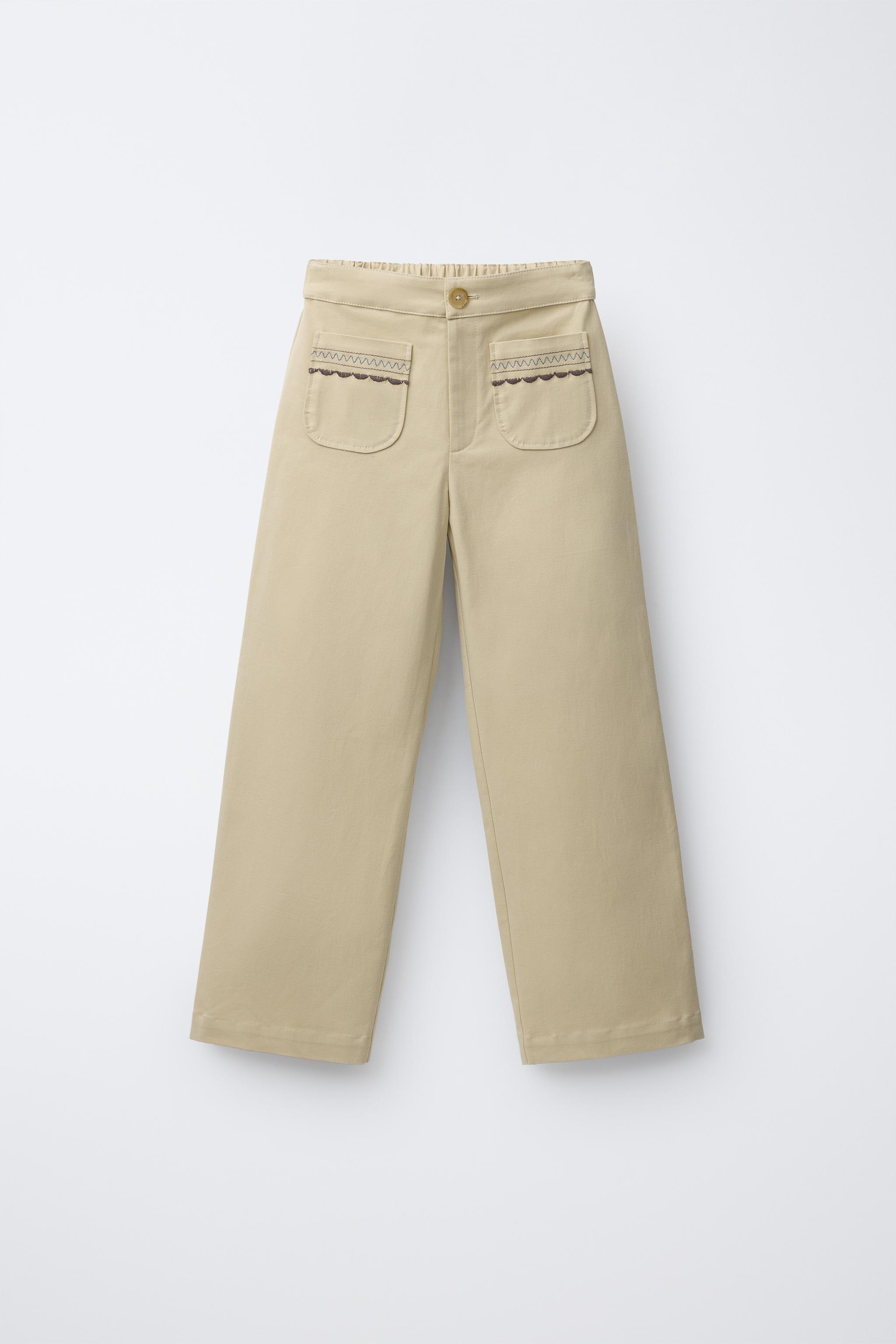 EMBROIDERED POCKET PANTS