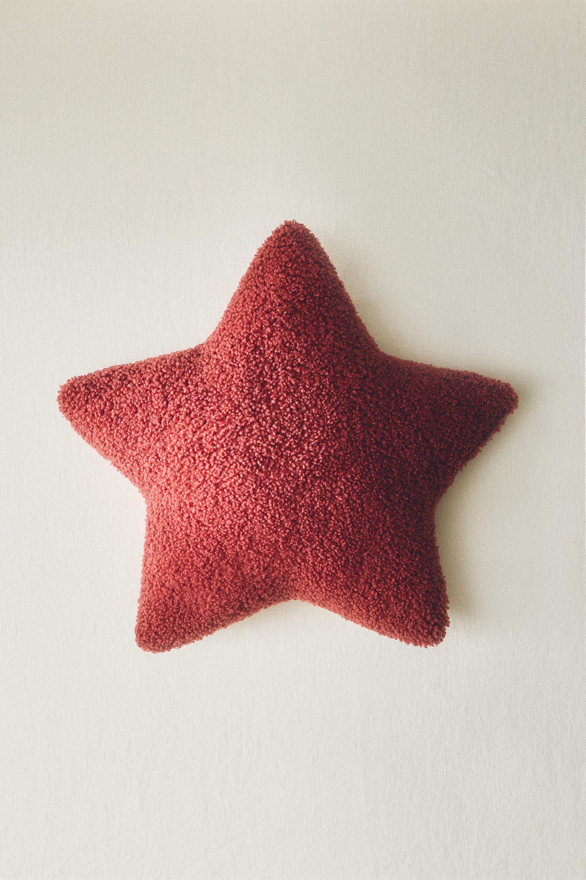 CHILDREN’S SMALL FAUX SHEARLING STAR THROW PILLOW