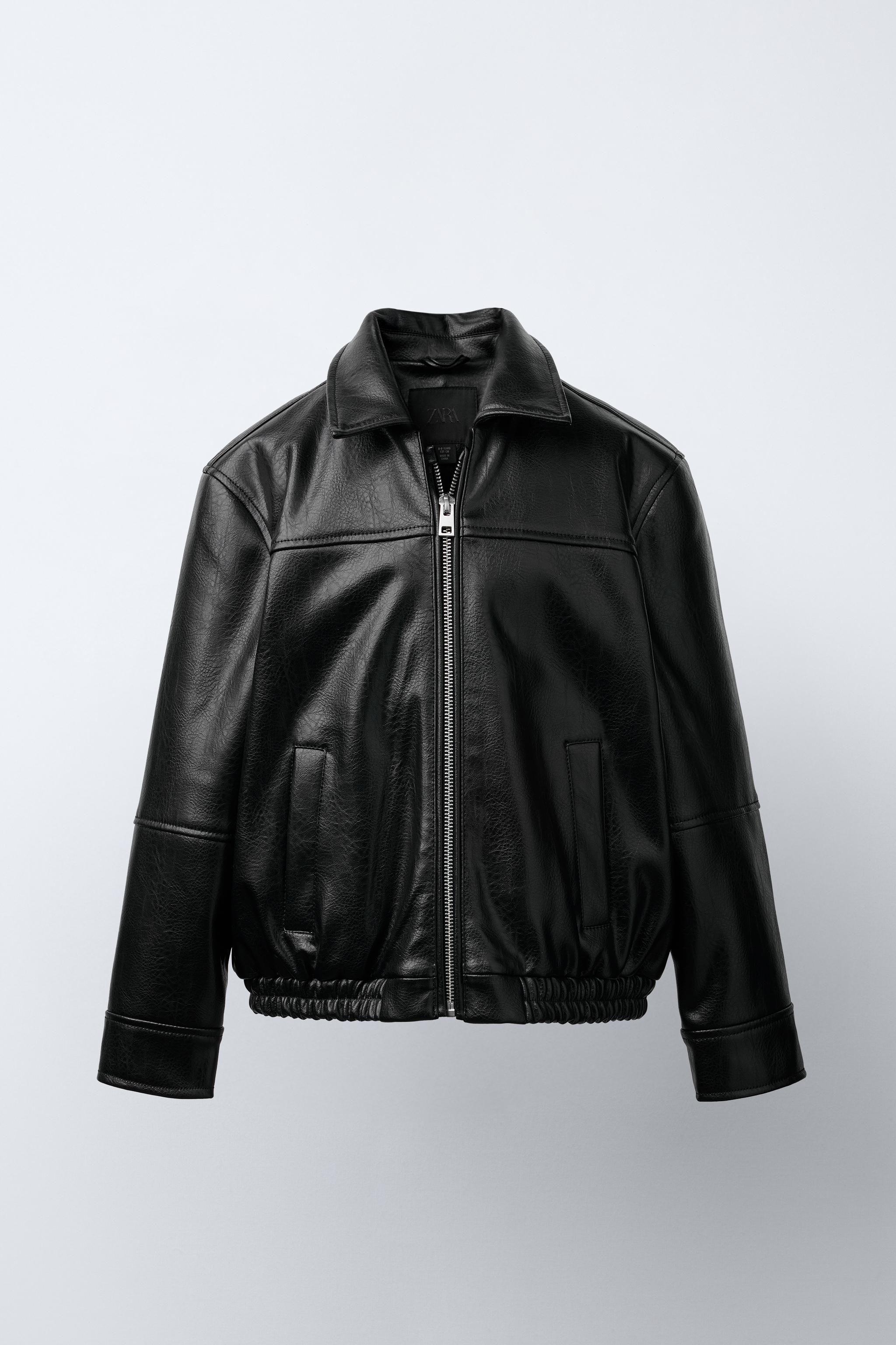 FAUX LEATHER BOMBER JACKET