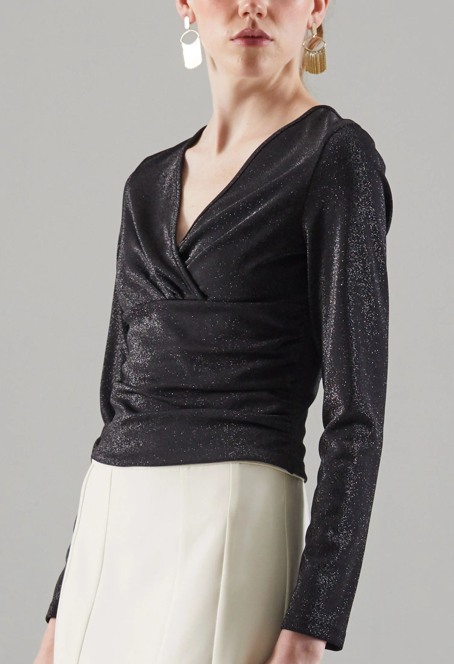 Glittery Surplice Neckline Top