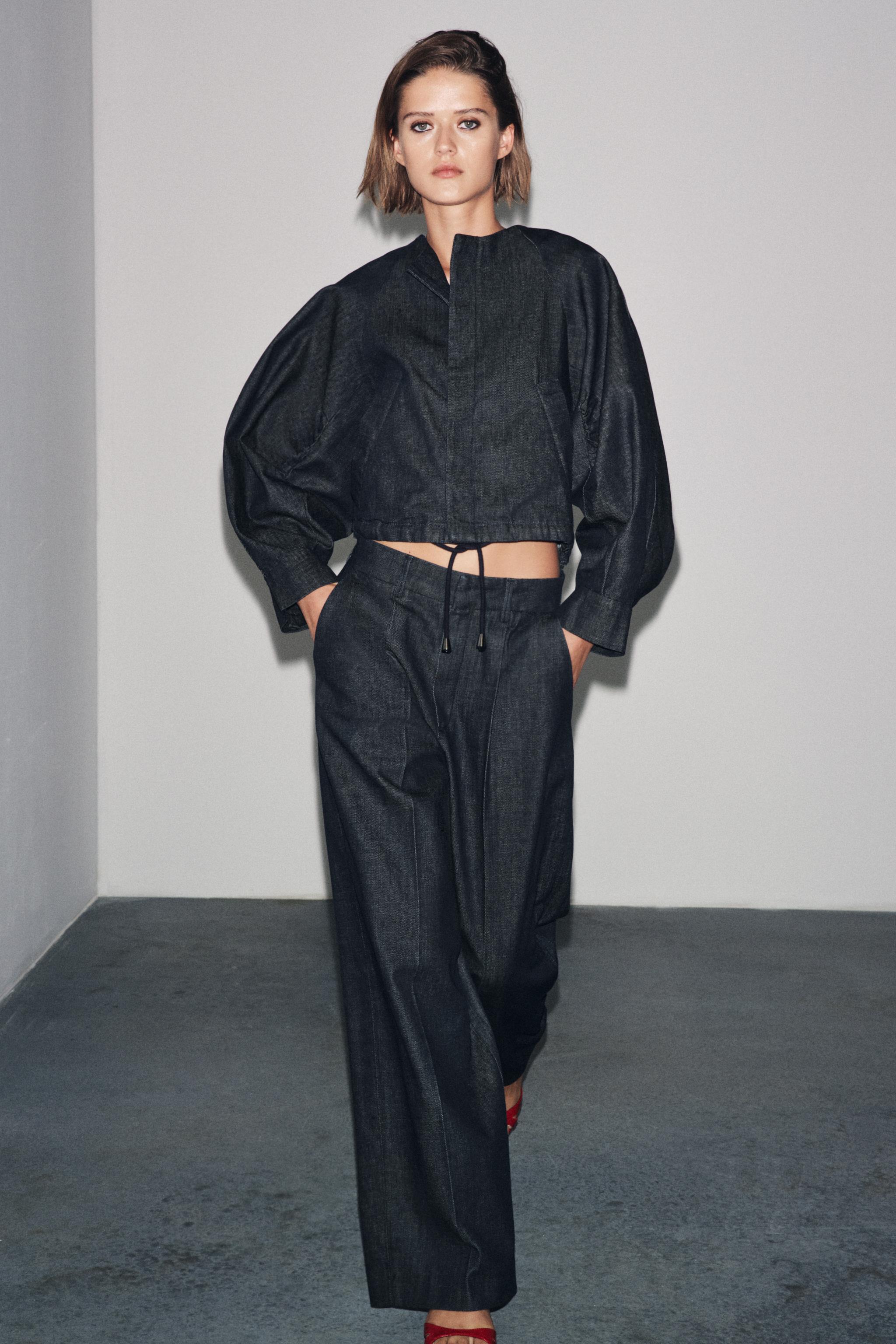 ZW COLLECTION PLEATED DENIM PANTS