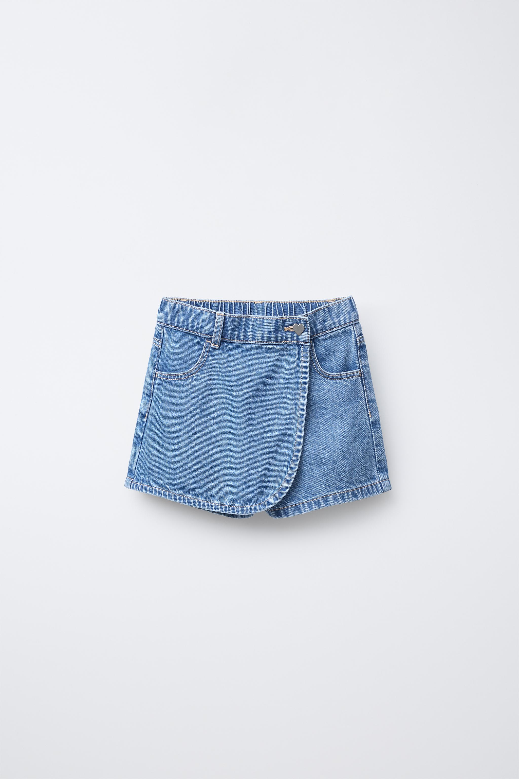 HIGH WAIST HEART BUTTON DENIM SKORT