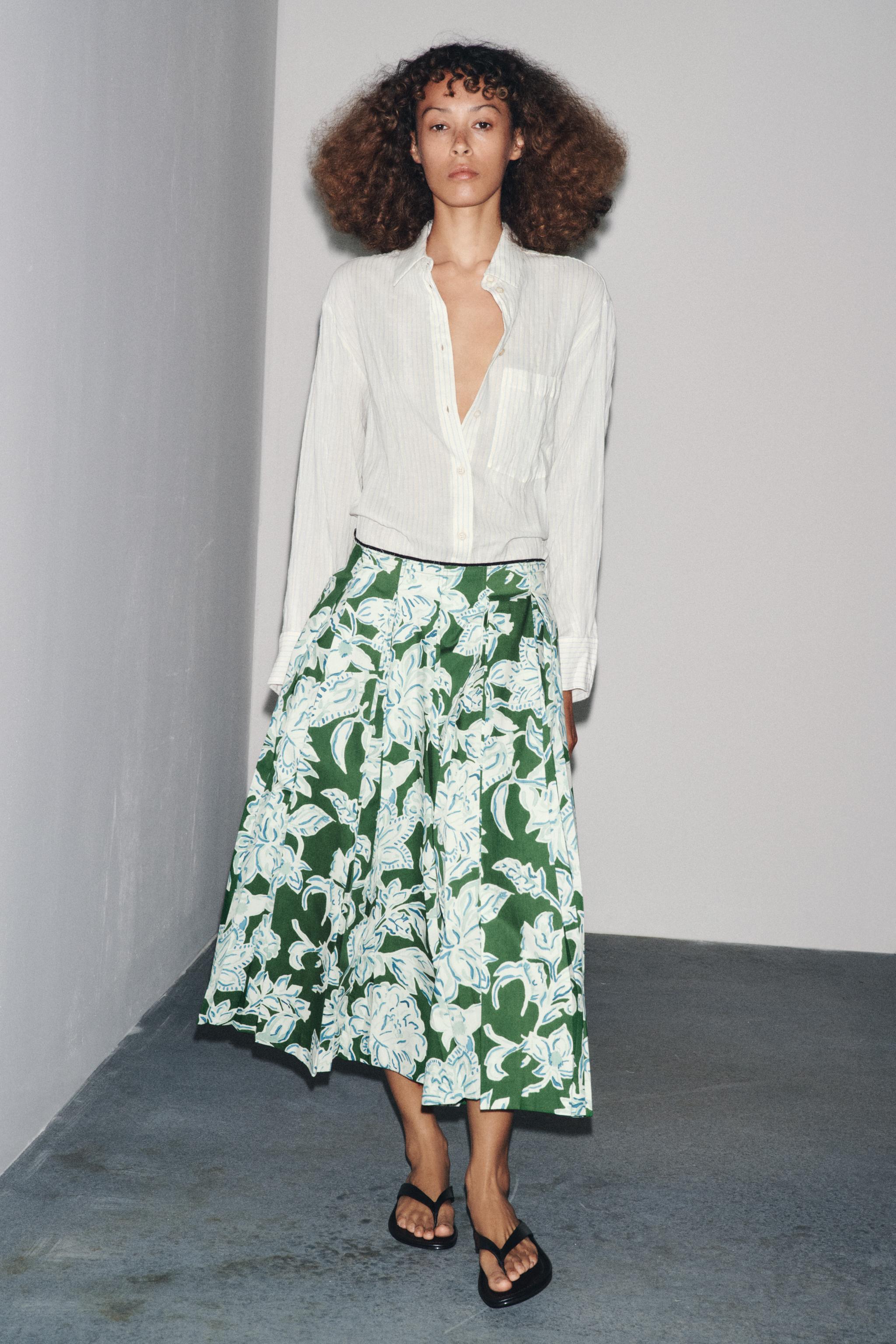 PLEATED FLORAL SKIRT ZW COLLECTION
