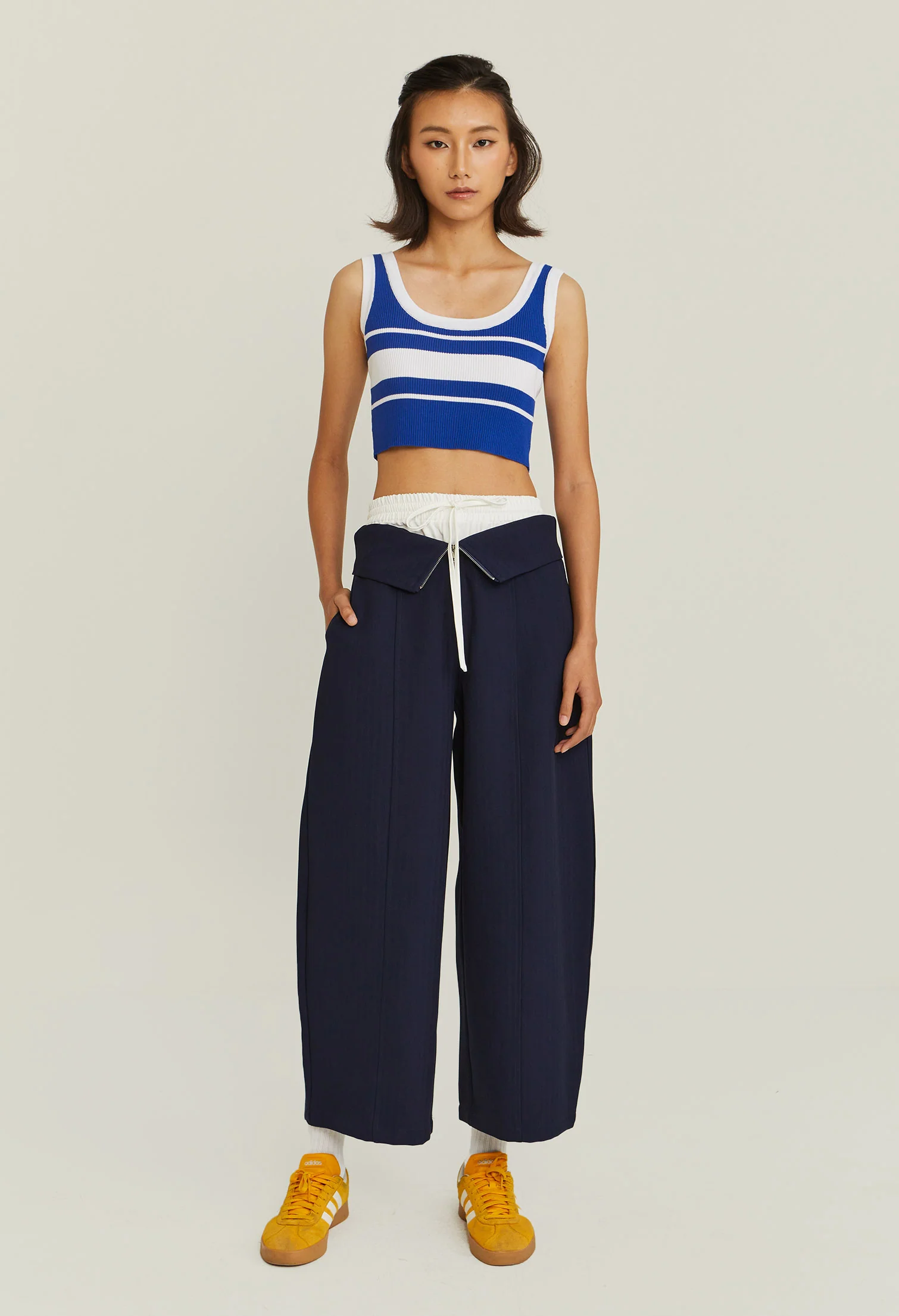 Contrast Banded Crop Top