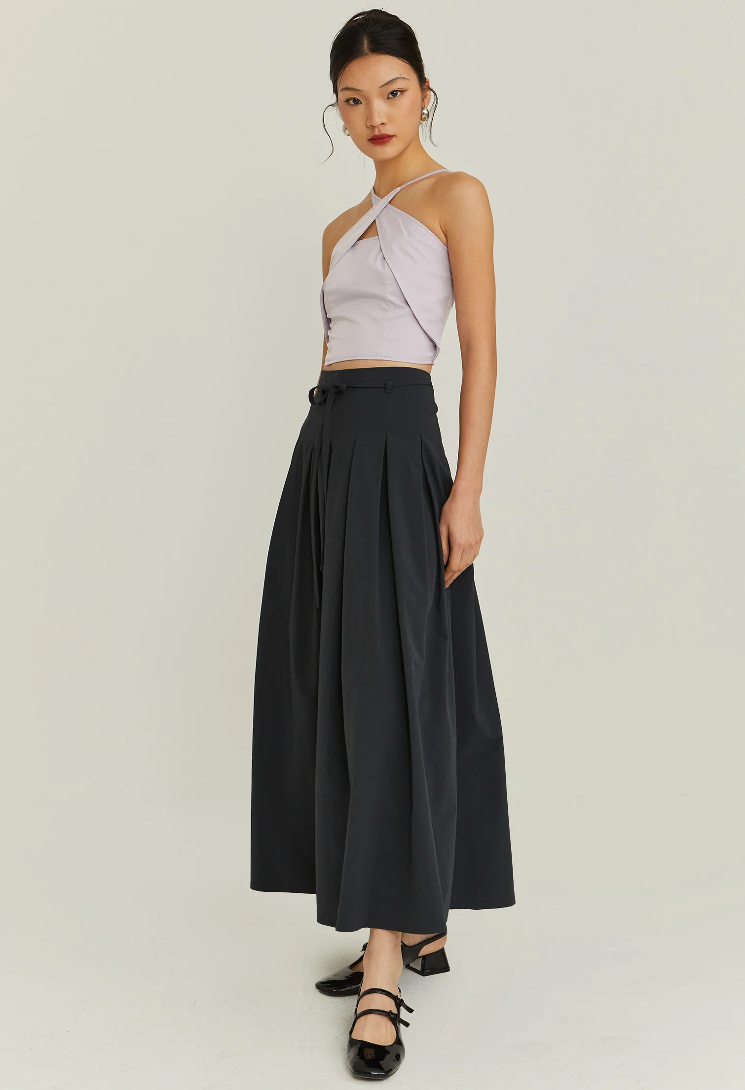 Moonlit Ripple Midi Skirt