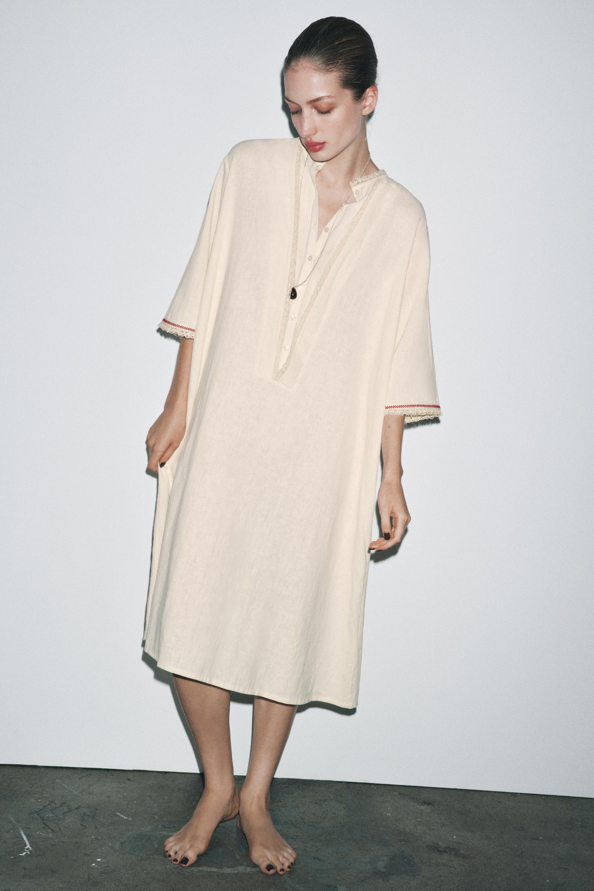 LIMITED EDITION CONTRAST LINEN KAFTAN