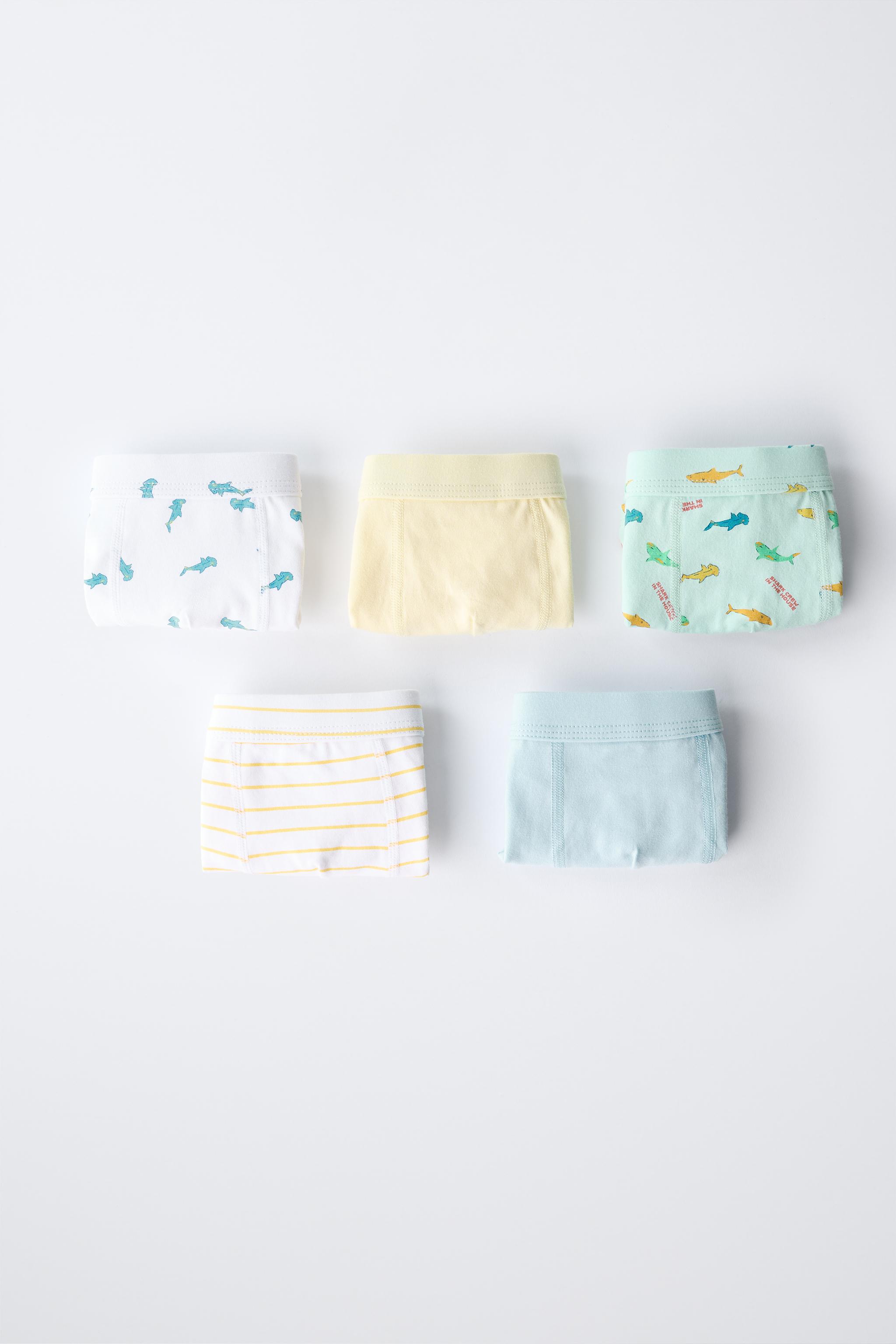 3-6 YEARS/ FIVE-PACK OF SHARK BOXERS
